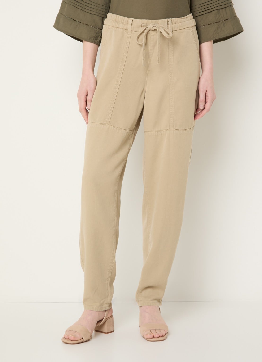 Mos Mosh MMMaison high waist tapered fit broek met steekzakken - detail 3 beige