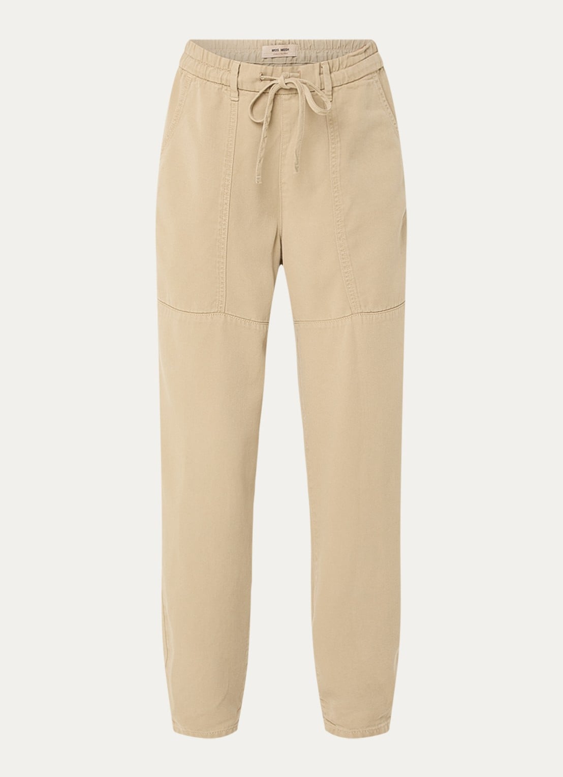 Mos Mosh MMMaison high waist tapered fit broek met steekzakken - voorkant beige