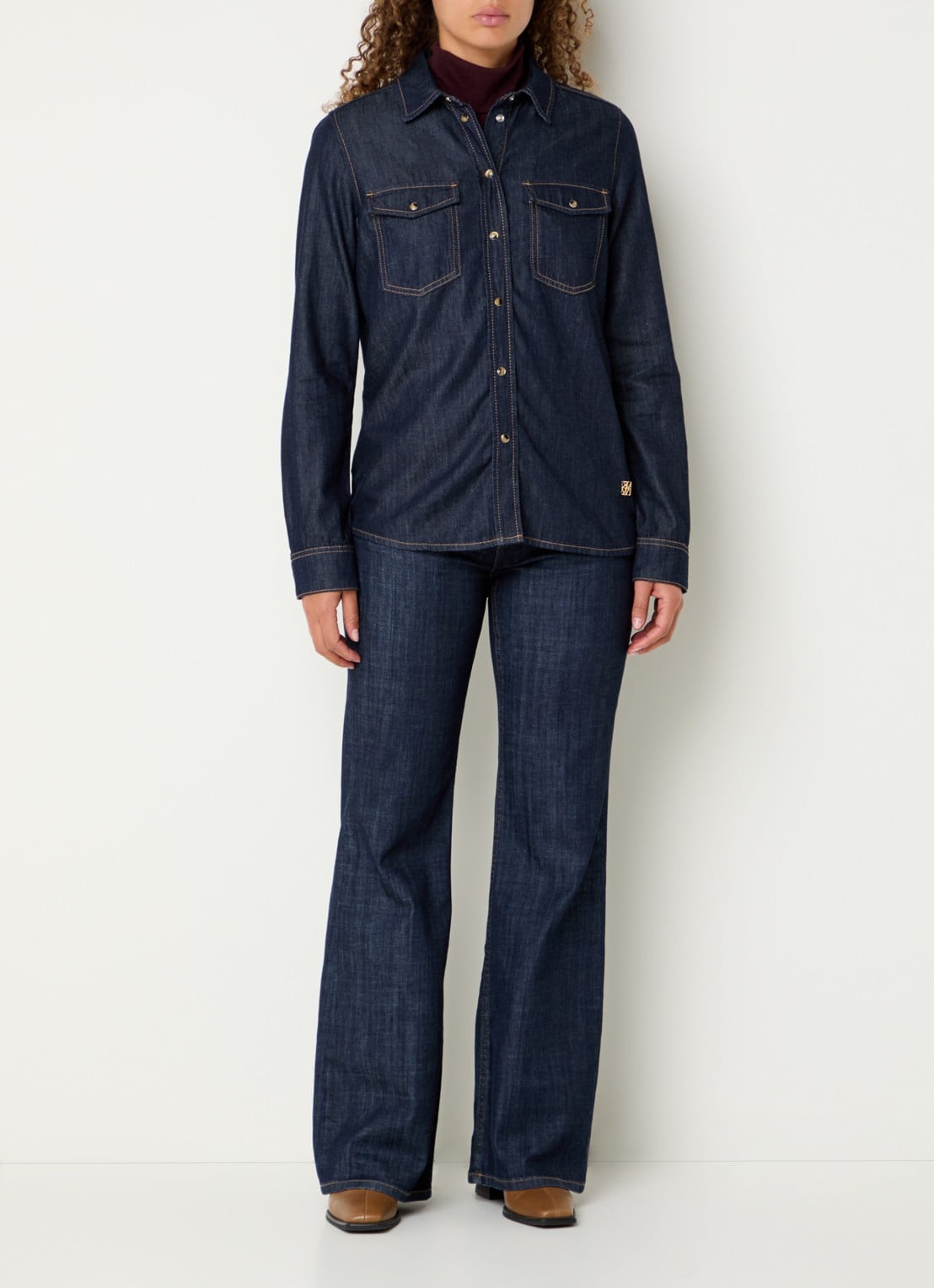 Mos Mosh MMMarlena high waist straight leg jeans met donkere wassing - voorkant 5 indigo