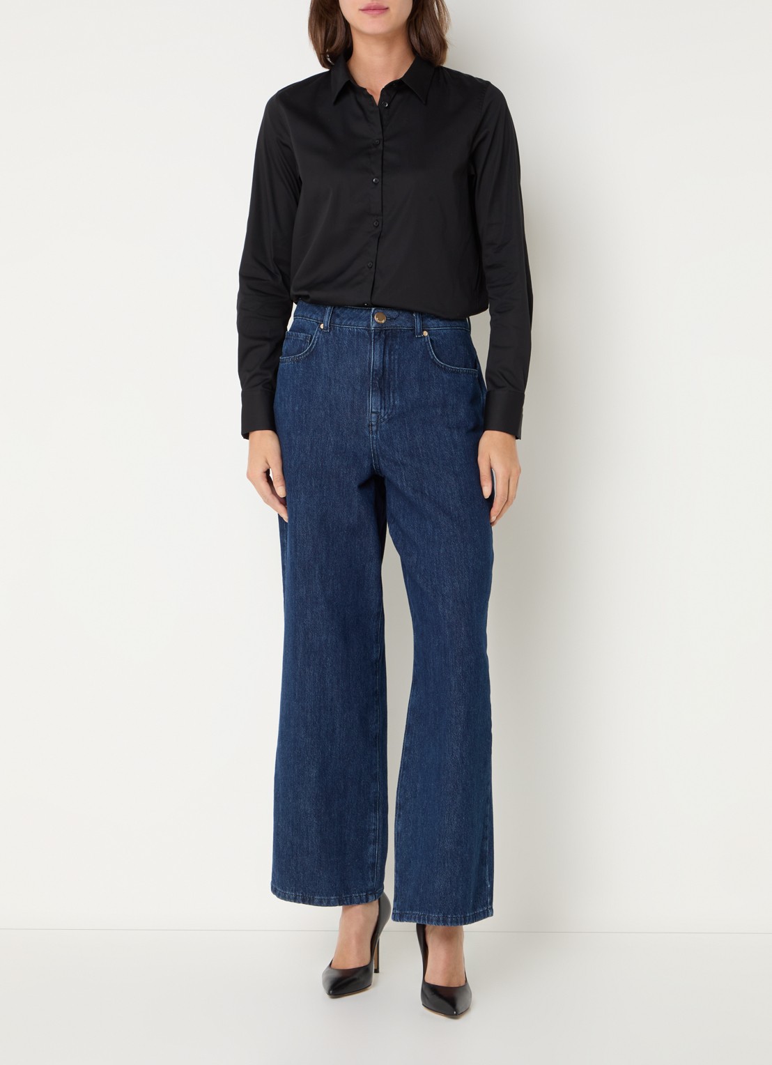 Mos Mosh MMMartina blouse met stretch - voorkant 2 zwart
