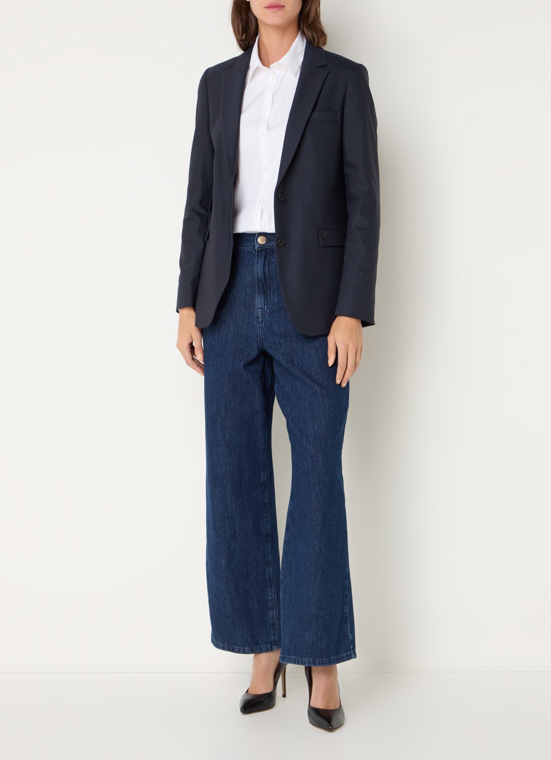 Mos Mosh MMMary Night blazer met klepzakken - voorkant 2 donkerblauw