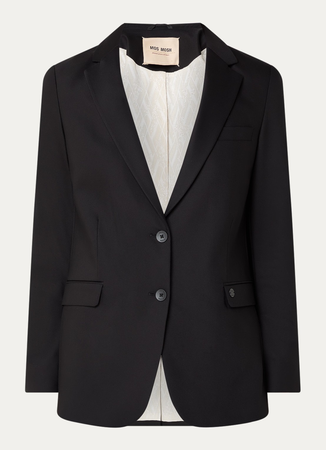 Mos Mosh MMMary Night blazer met klepzakken - voorkant 2 zwart