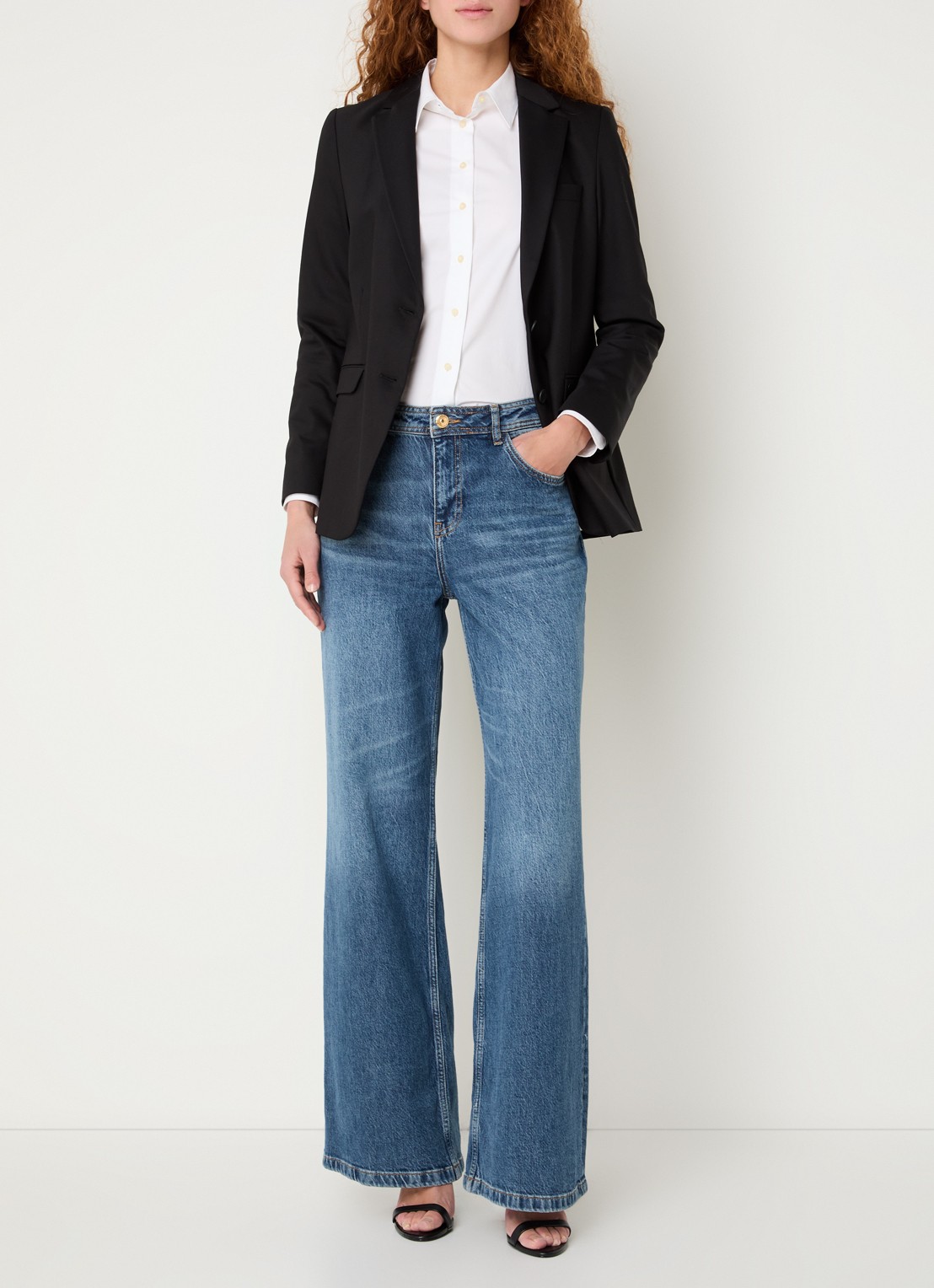Mos Mosh MMMary Night blazer met klepzakken - voorkant 3 zwart