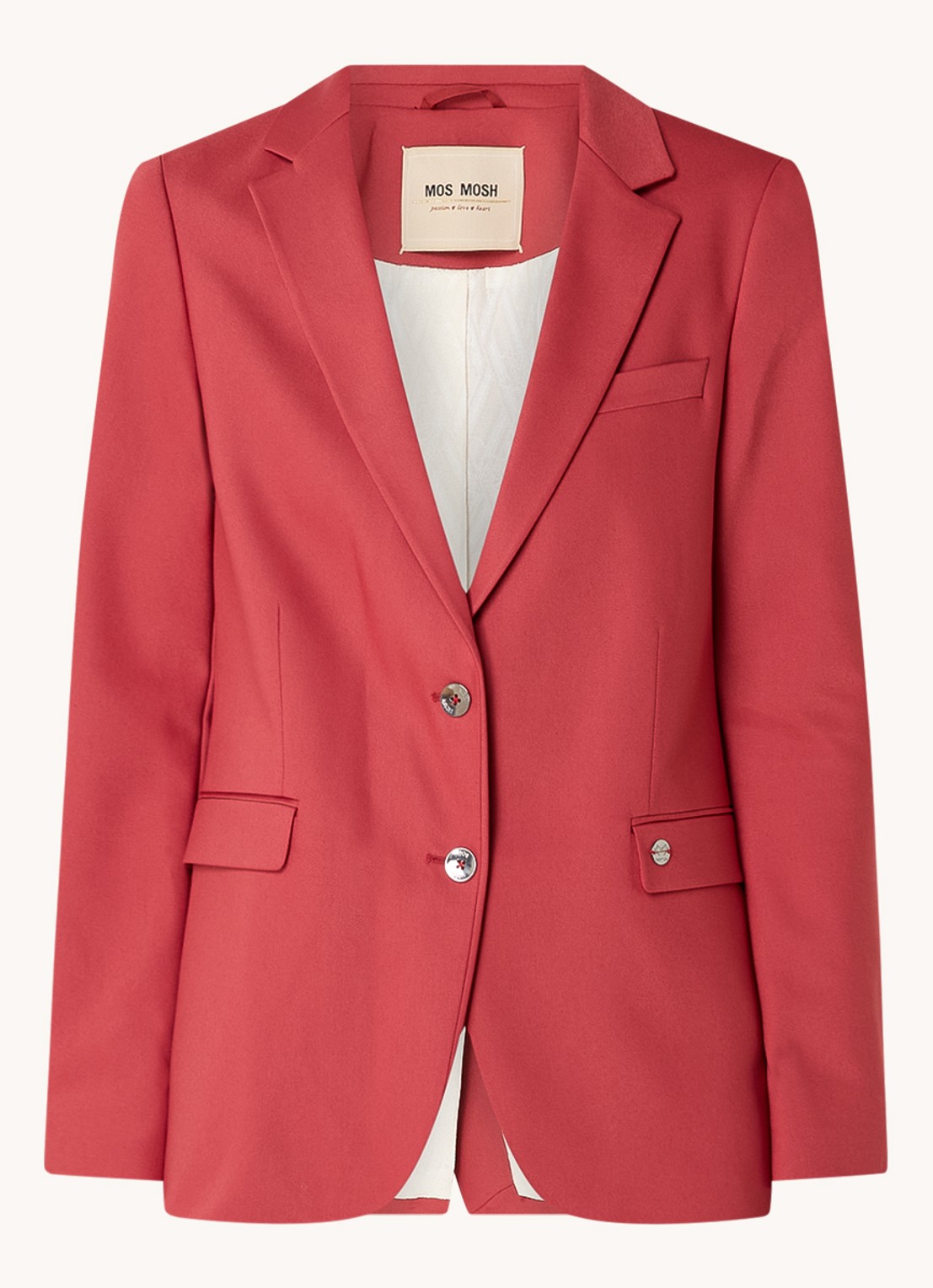 Mos Mosh MMMary Night blazer met klepzakken - voorkant cranberryrood