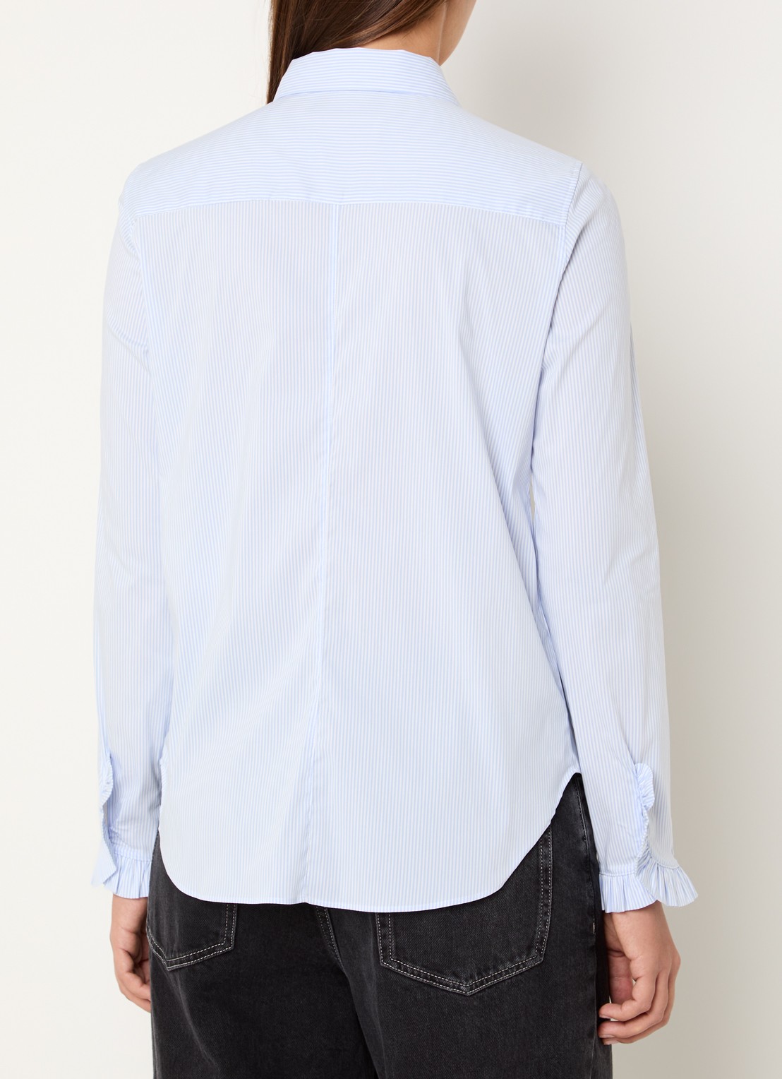 Mos Mosh MMMattie blouse met streepprint - achterkant 2 lichtblauw
