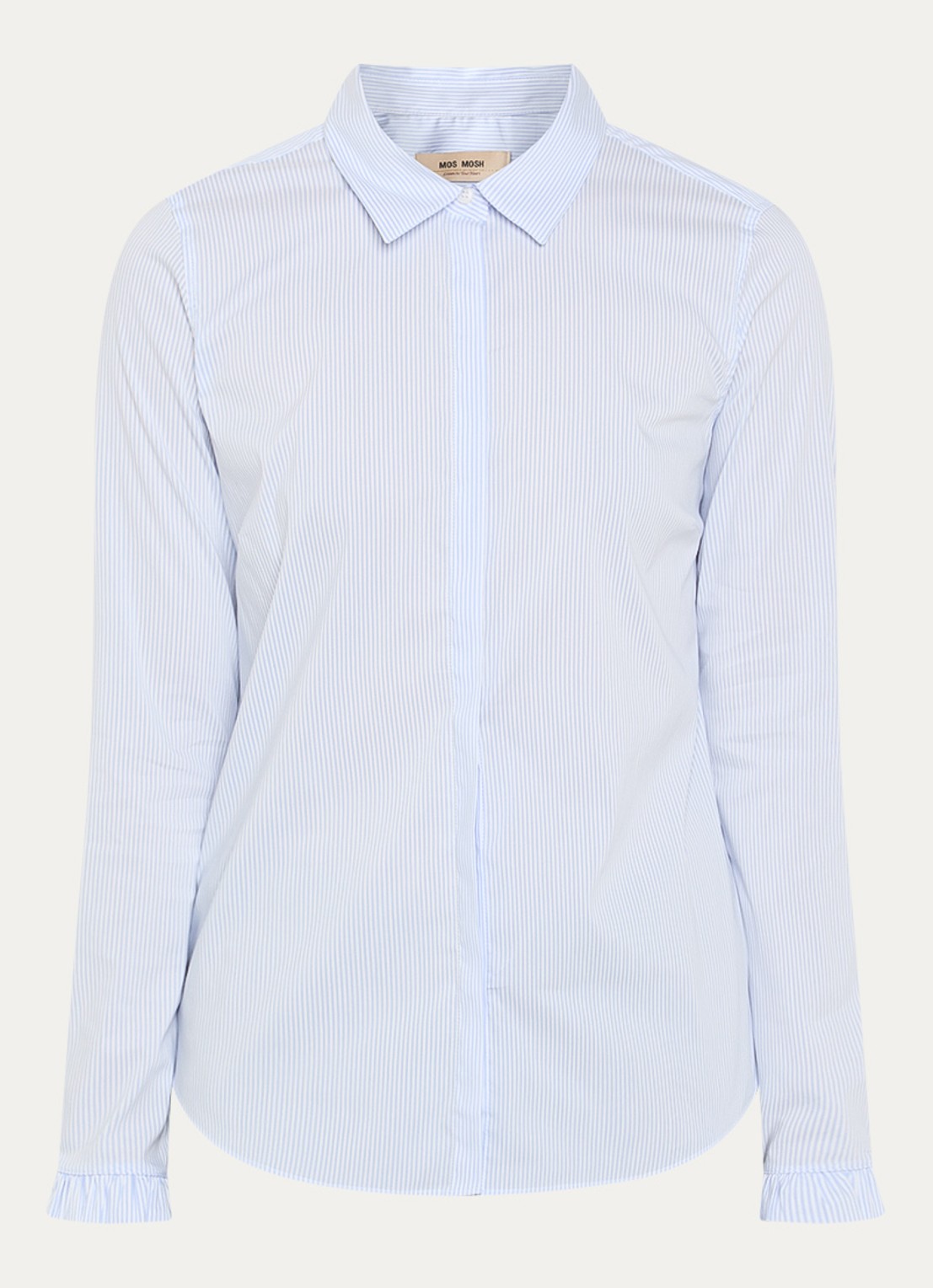Mos Mosh MMMattie blouse met streepprint - voorkant 3 lichtblauw