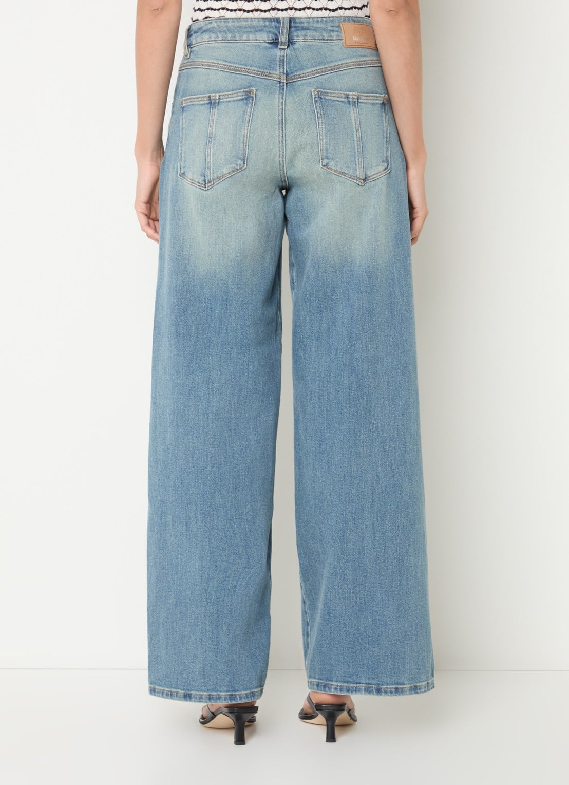 Mos Mosh MMMilo high waist wide leg jeans van  katoen met lichte wassing - achterkant indigo