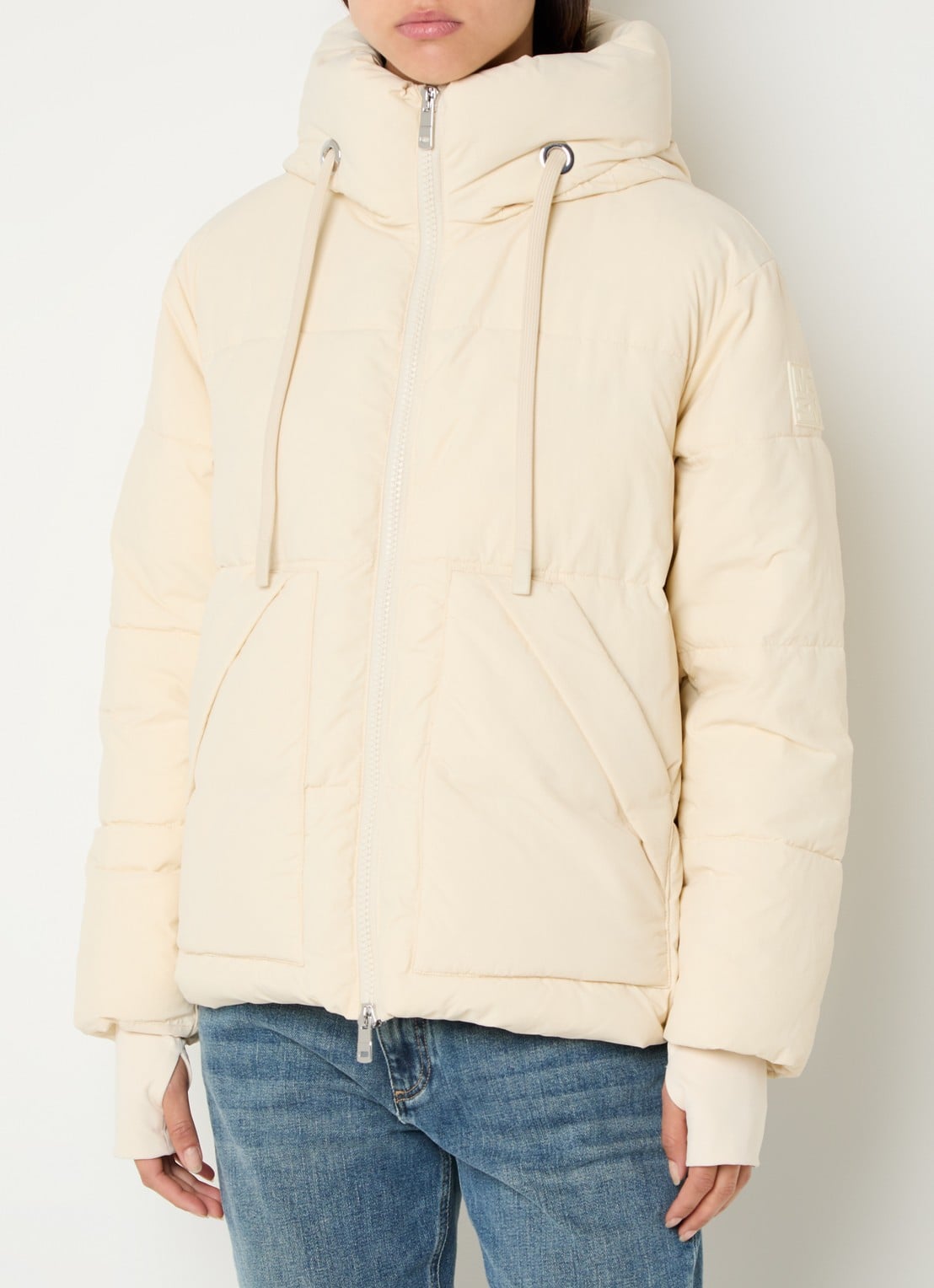 Mos Mosh MMMollie gewatteerd jack met capuchon  - detail 4 creme
