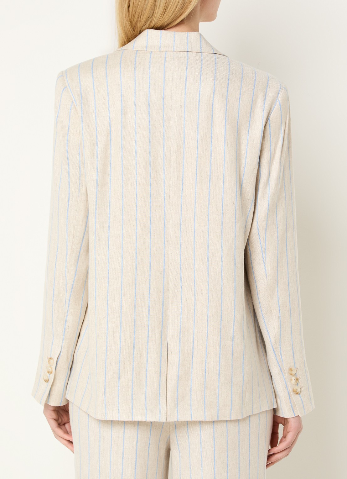 Mos Mosh MMNancy Miriam blazer in linnenblend met streepprint - achterkant 3 beige