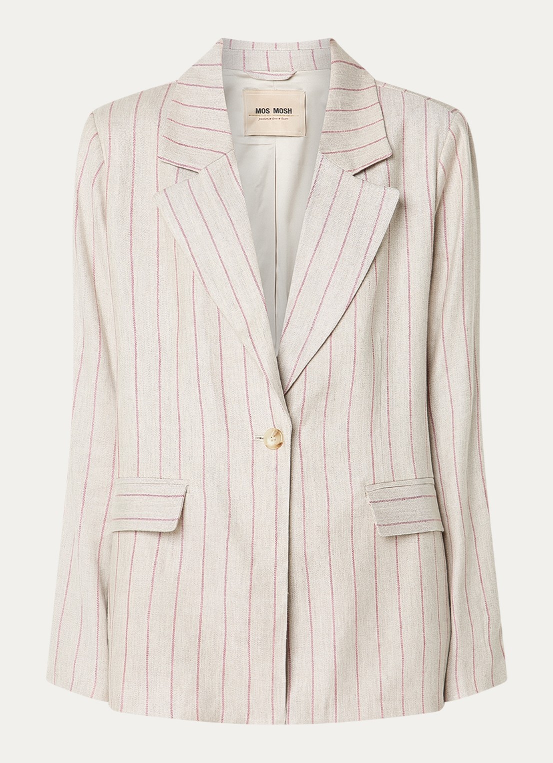 Mos Mosh MMNancy Miriam blazer in linnenblend met streepprint - voorkant steenrood