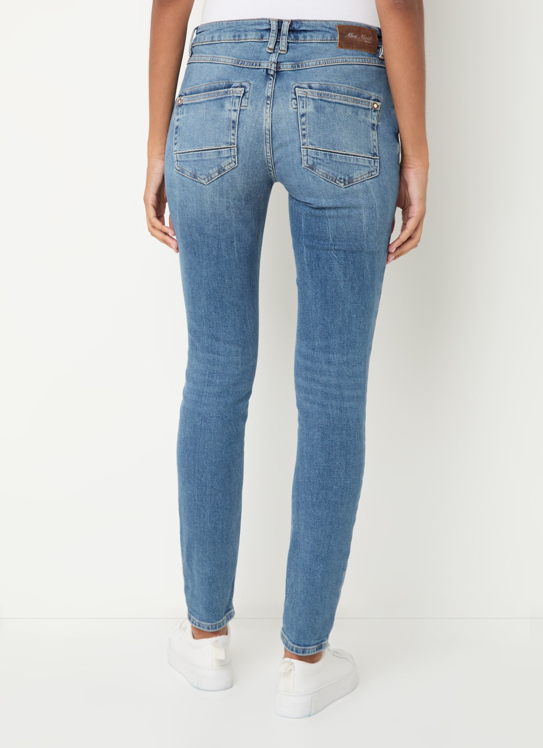 Mos Mosh MMNaomi Mateos mid waist skinny jeans met medium wassing - achterkant 2 indigo