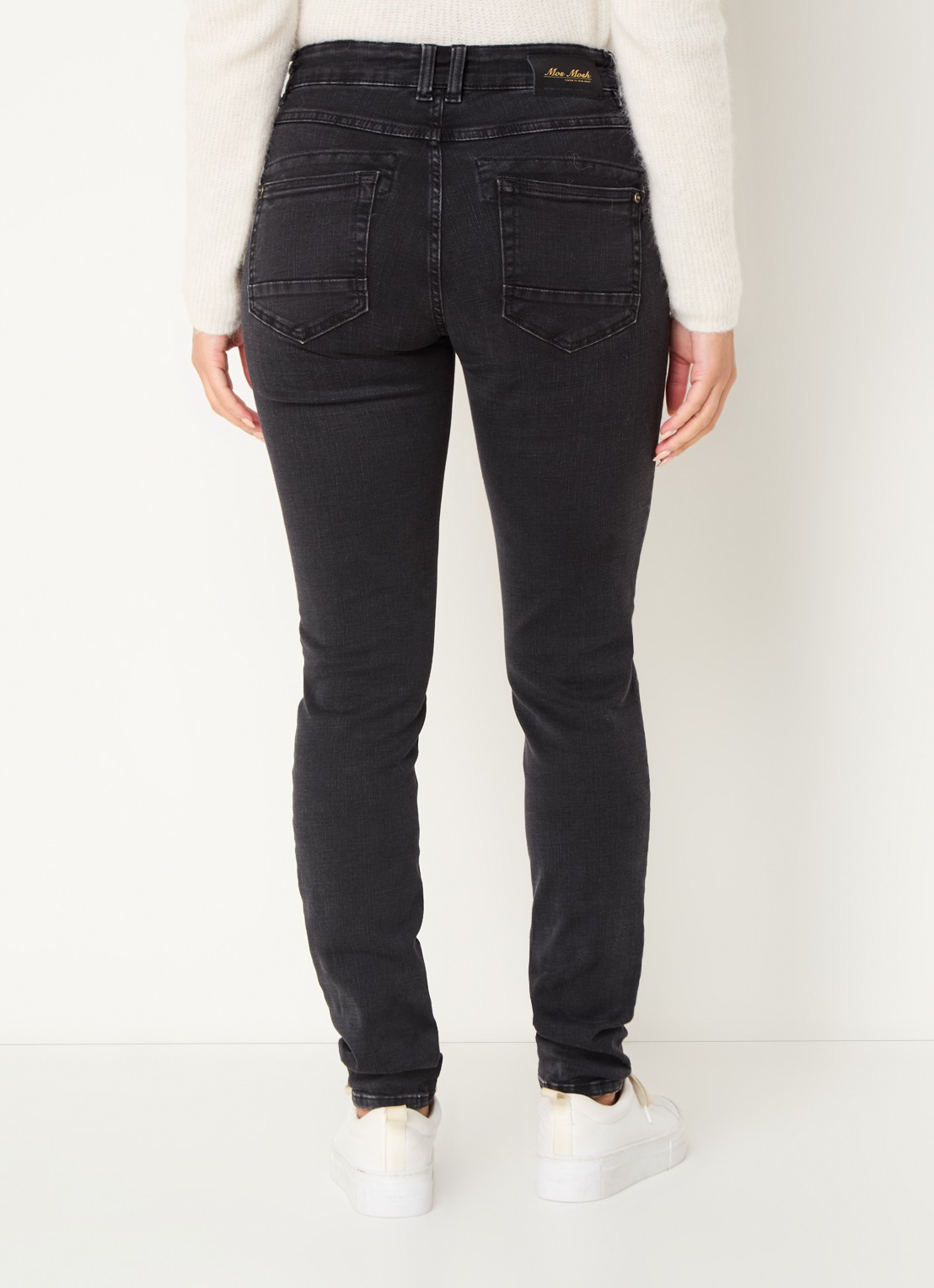 Mos Mosh MMNaomi Perla high waist skinny jeans met gekleurde wassing - achterkant zwart