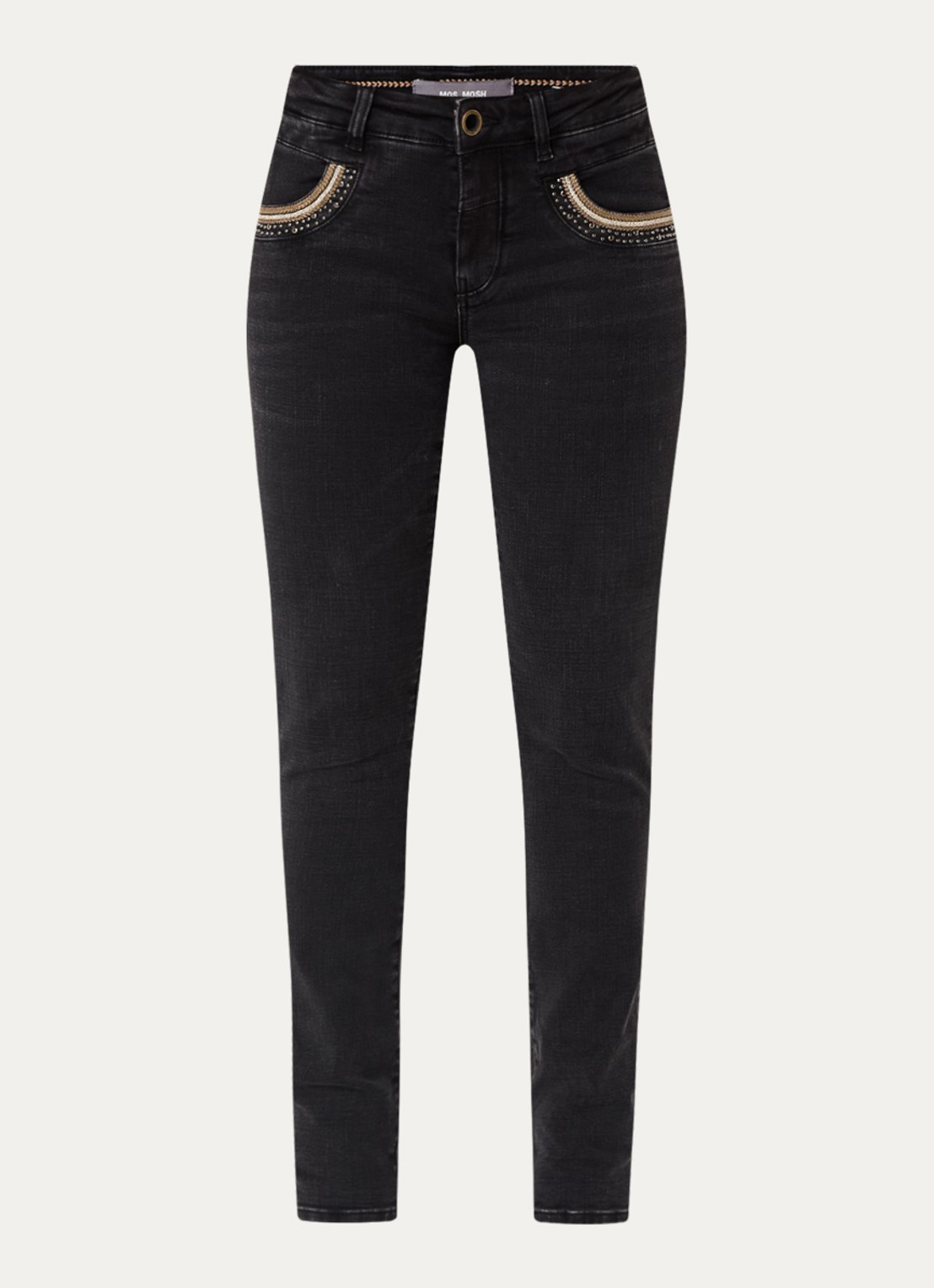 Mos Mosh MMNaomi Perla high waist skinny jeans met gekleurde wassing - voorkant 3 zwart