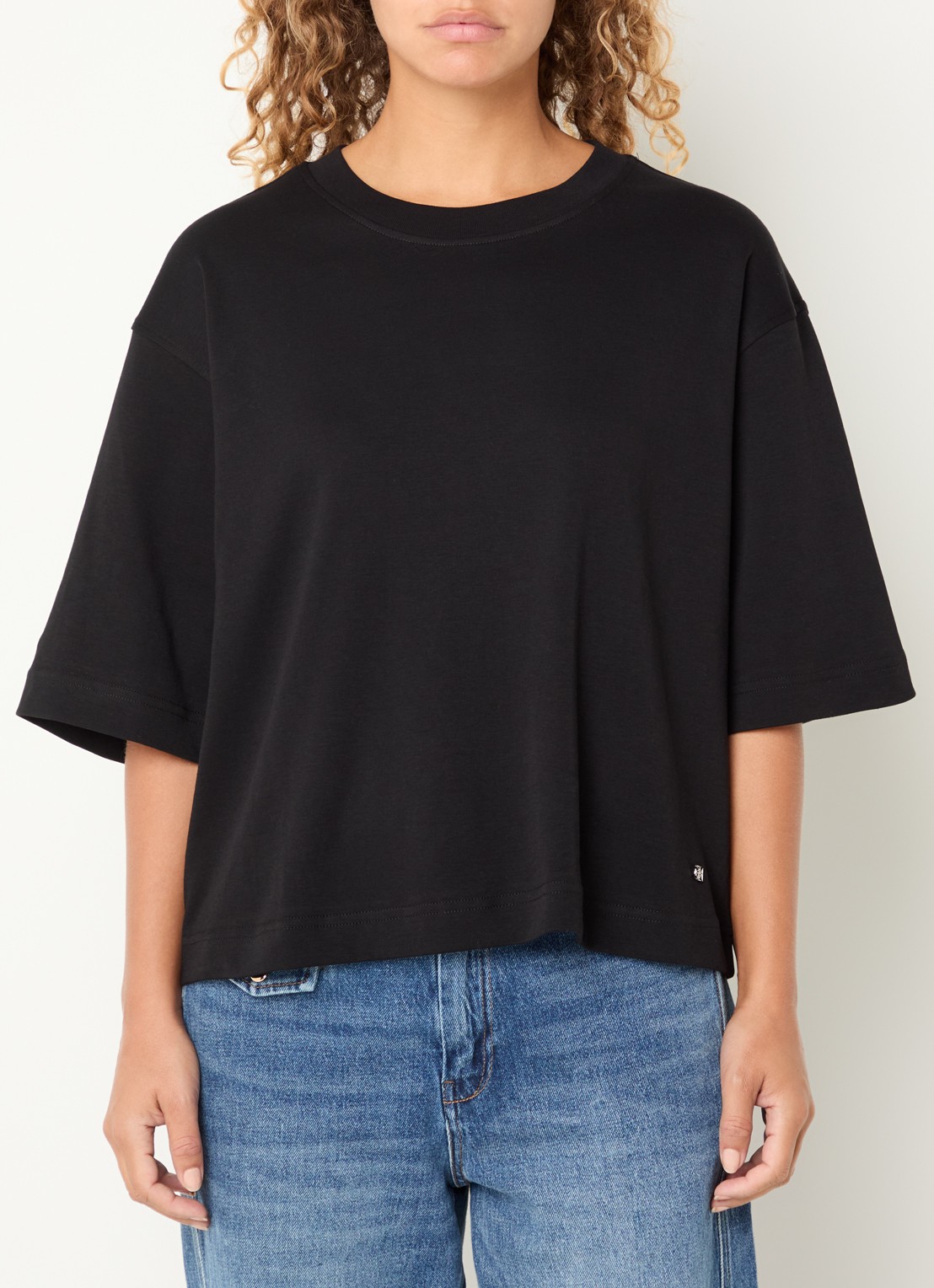Mos Mosh MMNatalie T-shirt met stretch - detail zwart