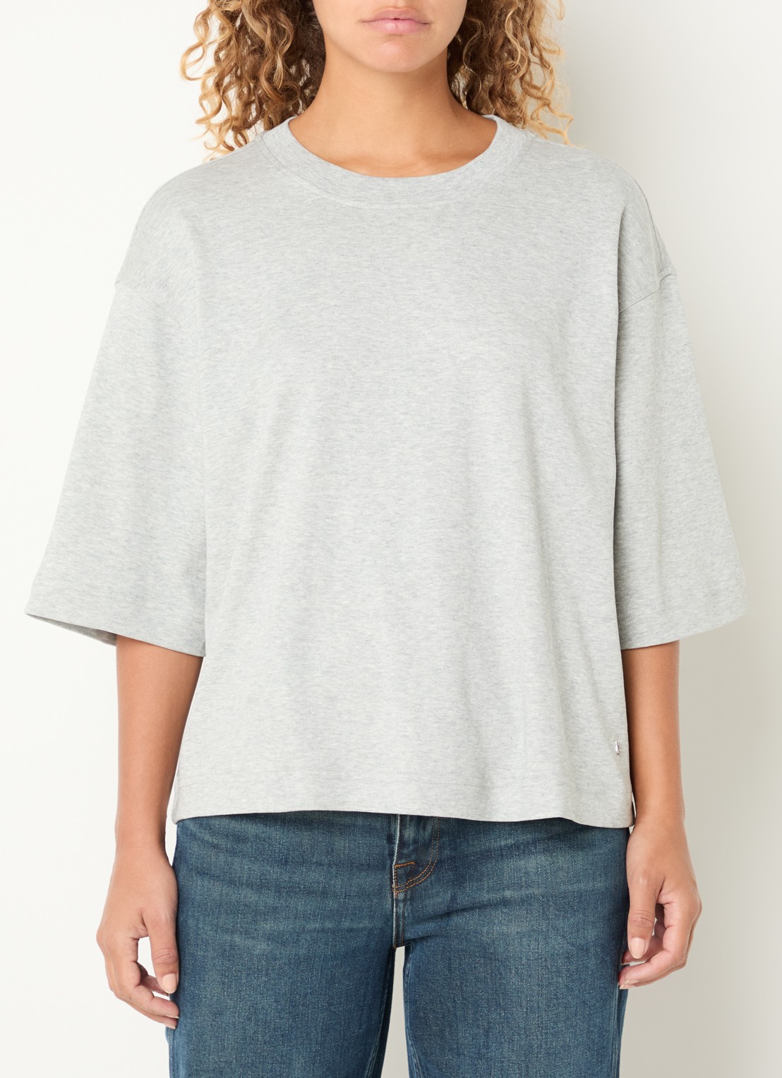 Mos Mosh MMNatalie T-shirt met stretch - detail grijs