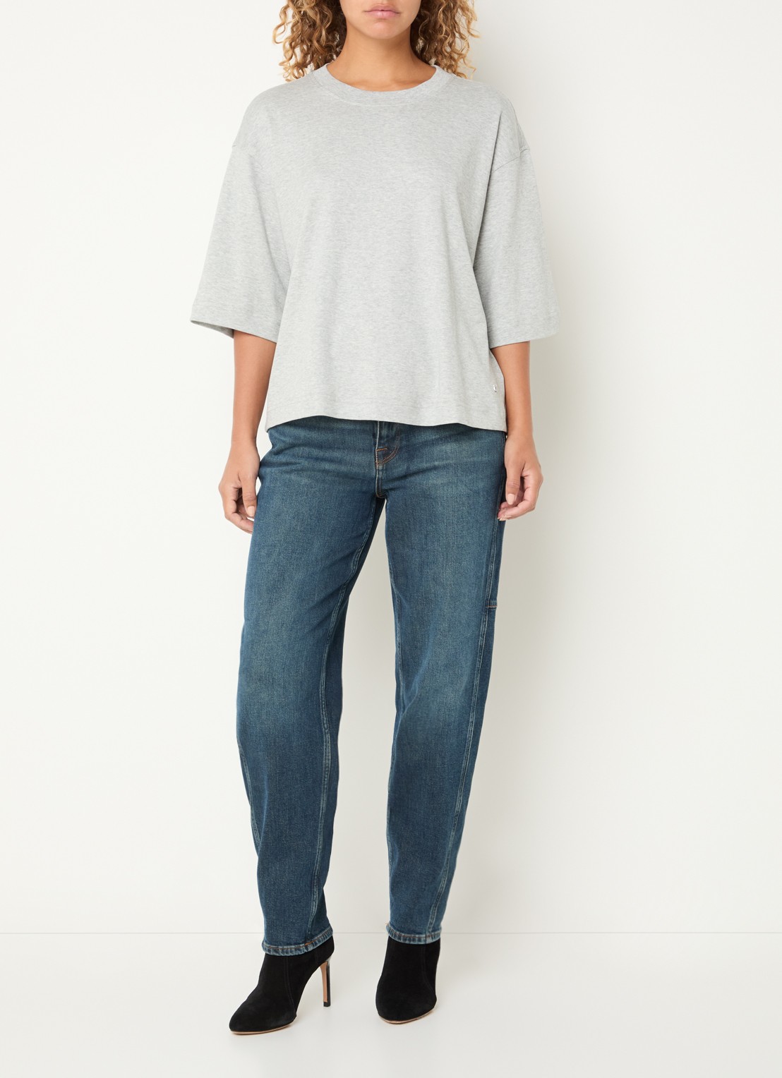 Mos Mosh MMNatalie T-shirt met stretch - voorkant 3 grijs
