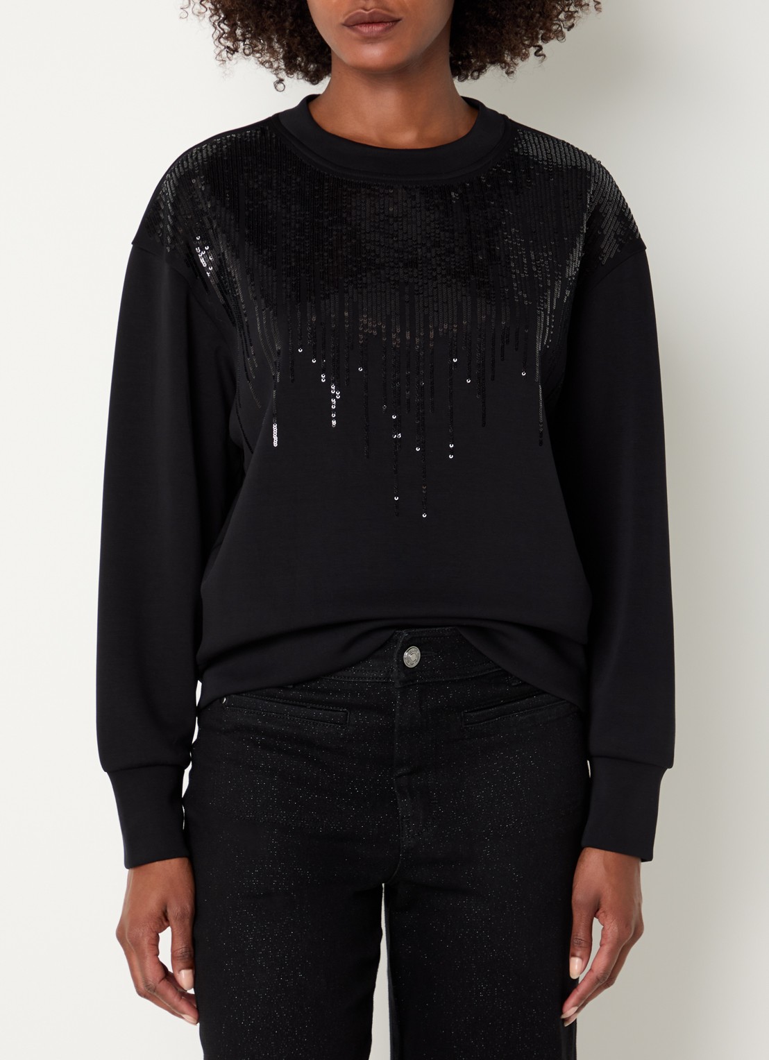 Mos Mosh MMNeve sweater met pailletten - detail zwart