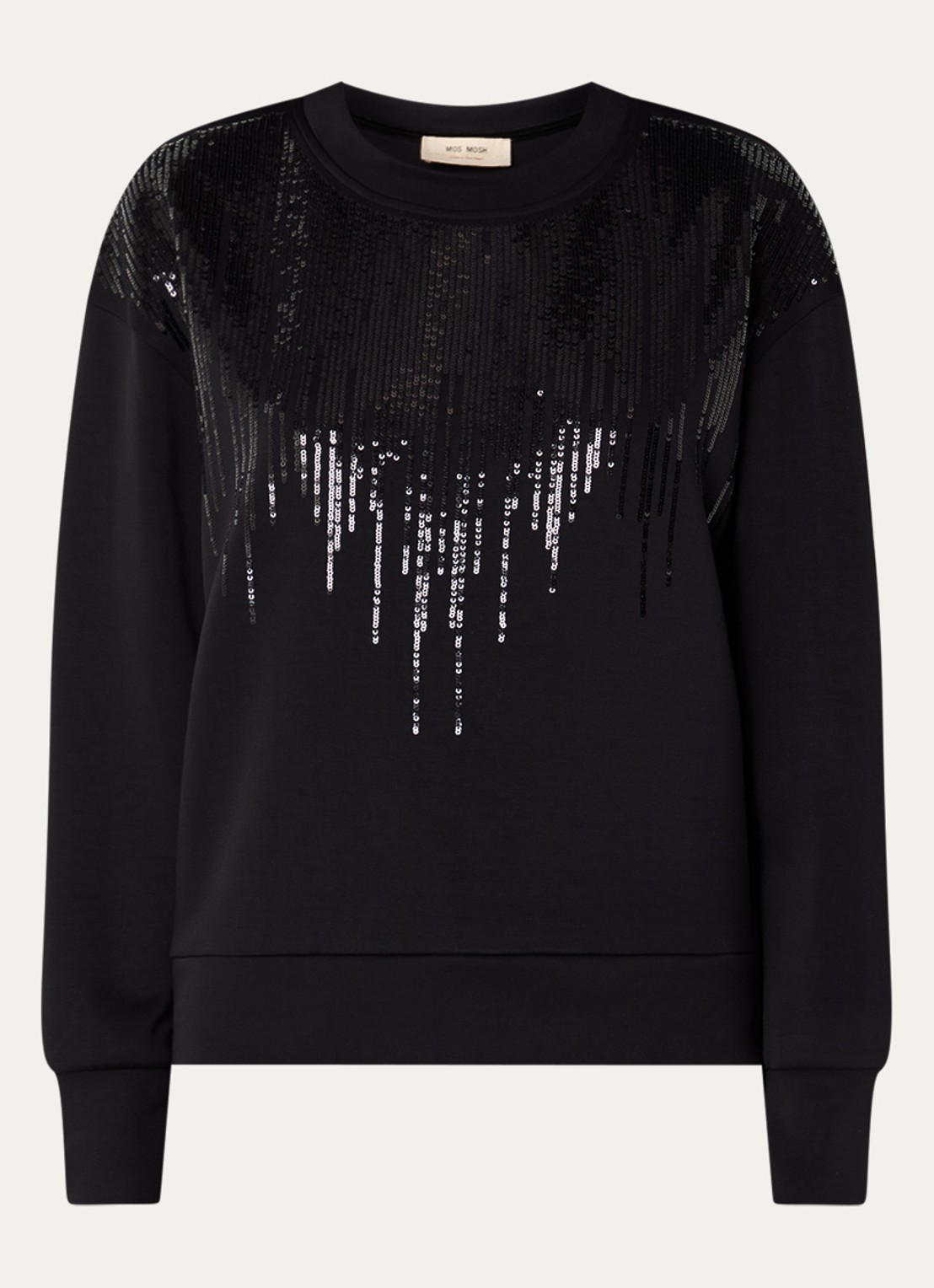 Mos Mosh MMNeve sweater met pailletten - voorkant 3 zwart