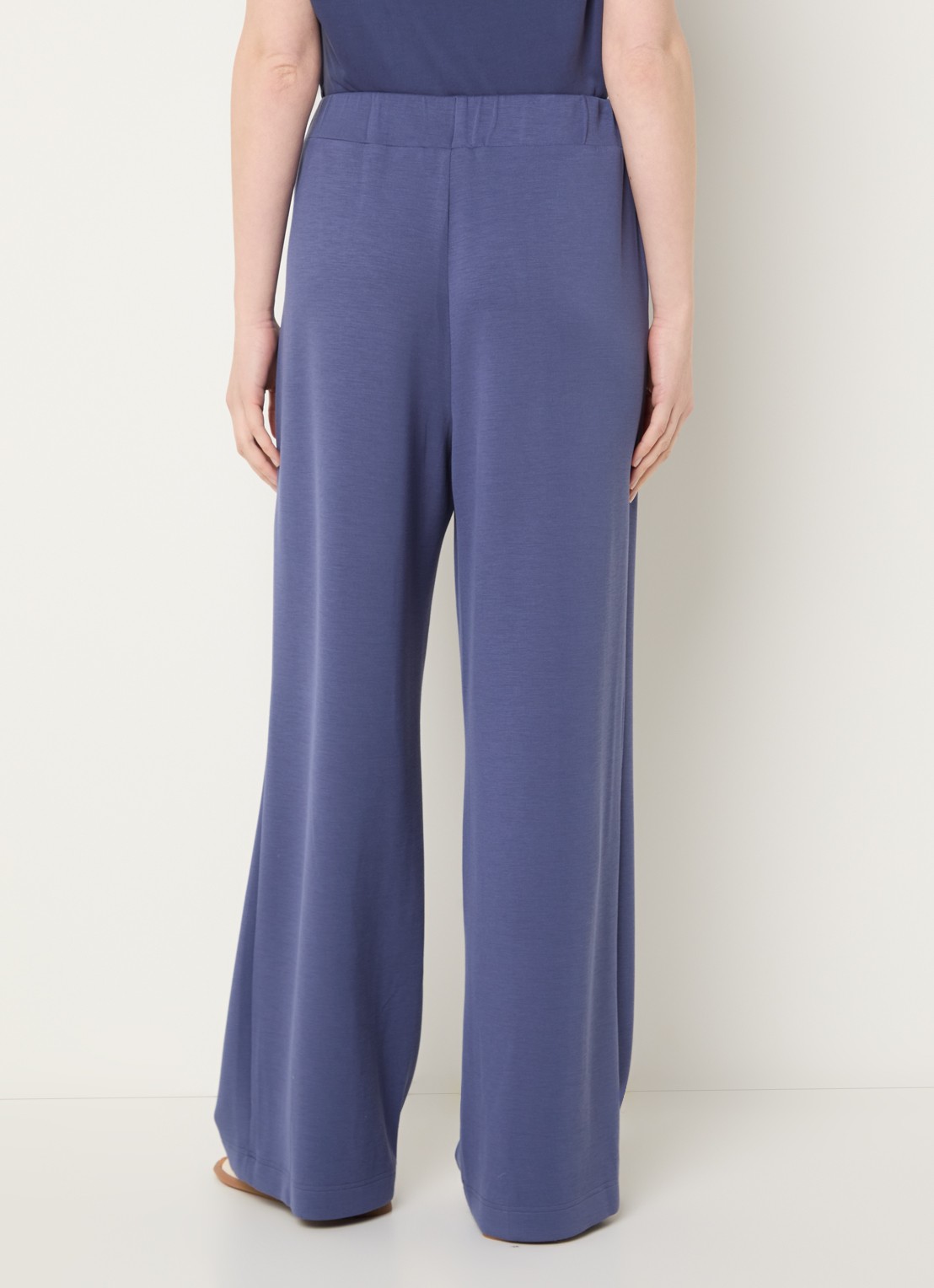 Mos Mosh MMNima high waist wide fit joggingbroek met steekzakken - achterkant staalblauw