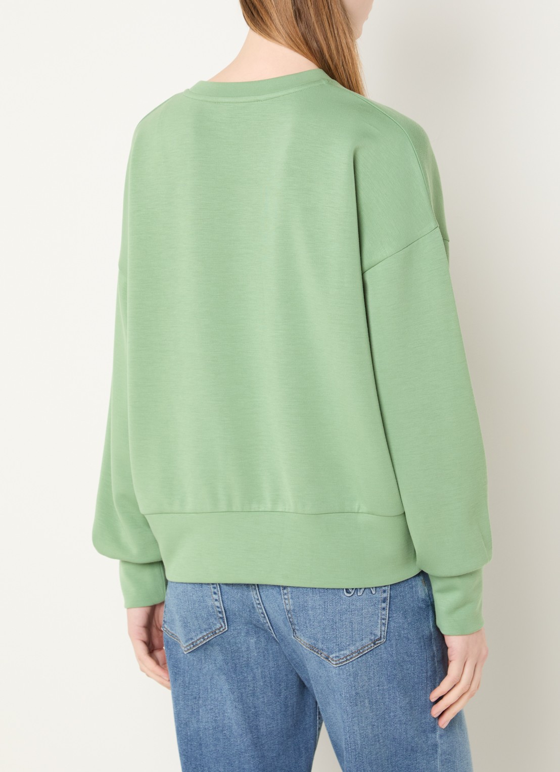 Mos Mosh MMNina sweater met flock logoprint - achterkant groen