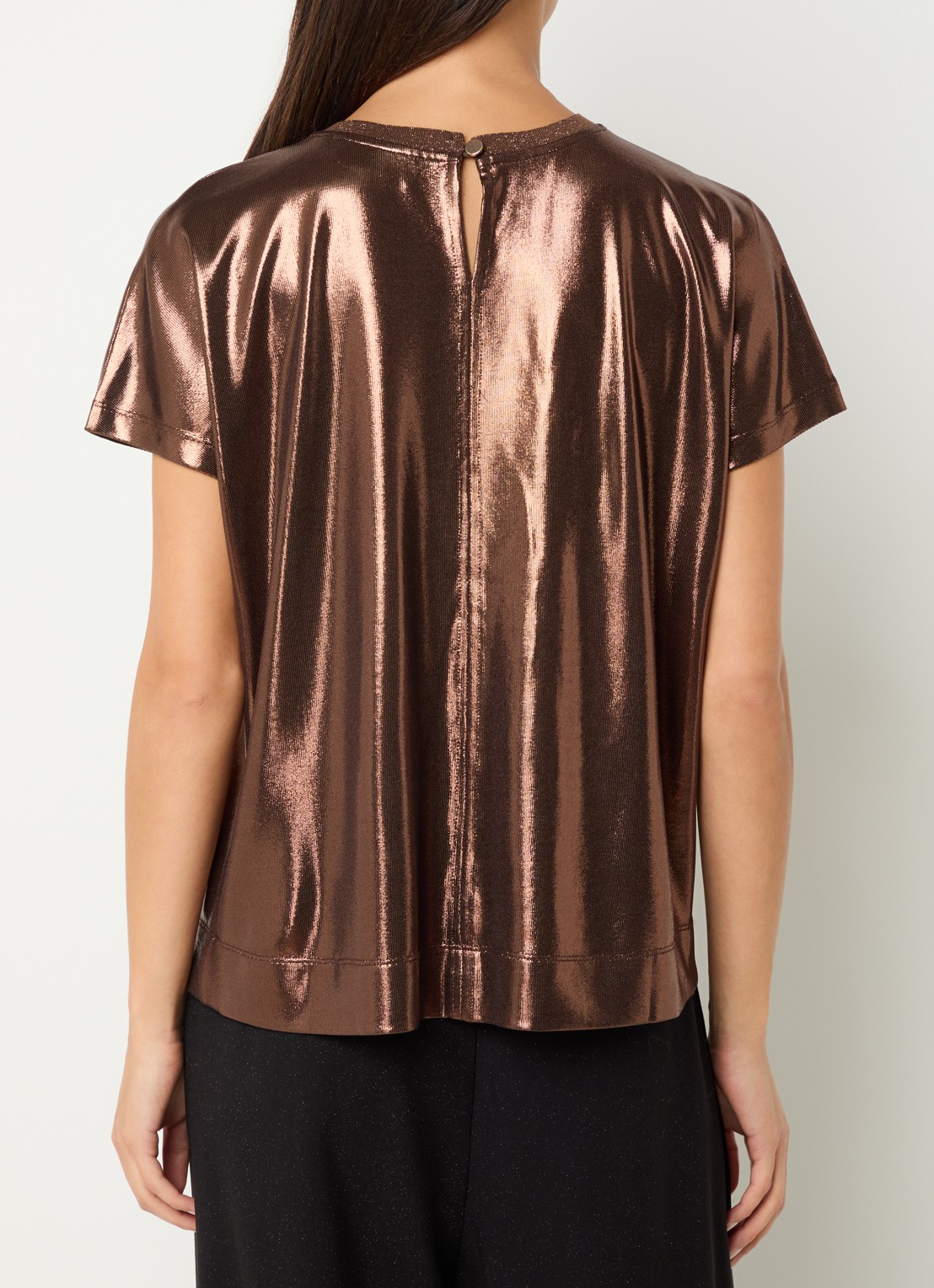 Mos Mosh MMNivola top met metallic finish - achterkant 4 cognac