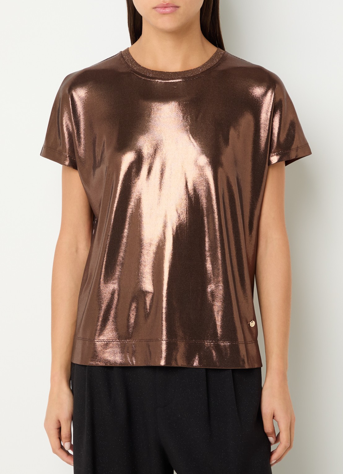 Mos Mosh MMNivola top met metallic finish - detail 3 cognac