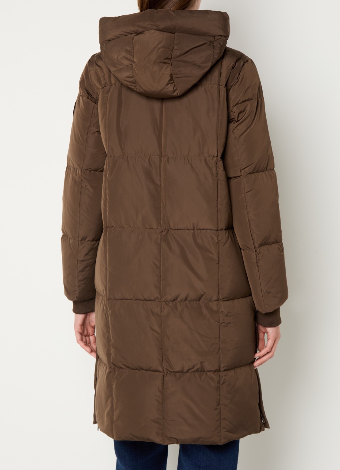 Mos Mosh MMNova longline puffer jas met steekzakken - achterkant 4 donkerbruin