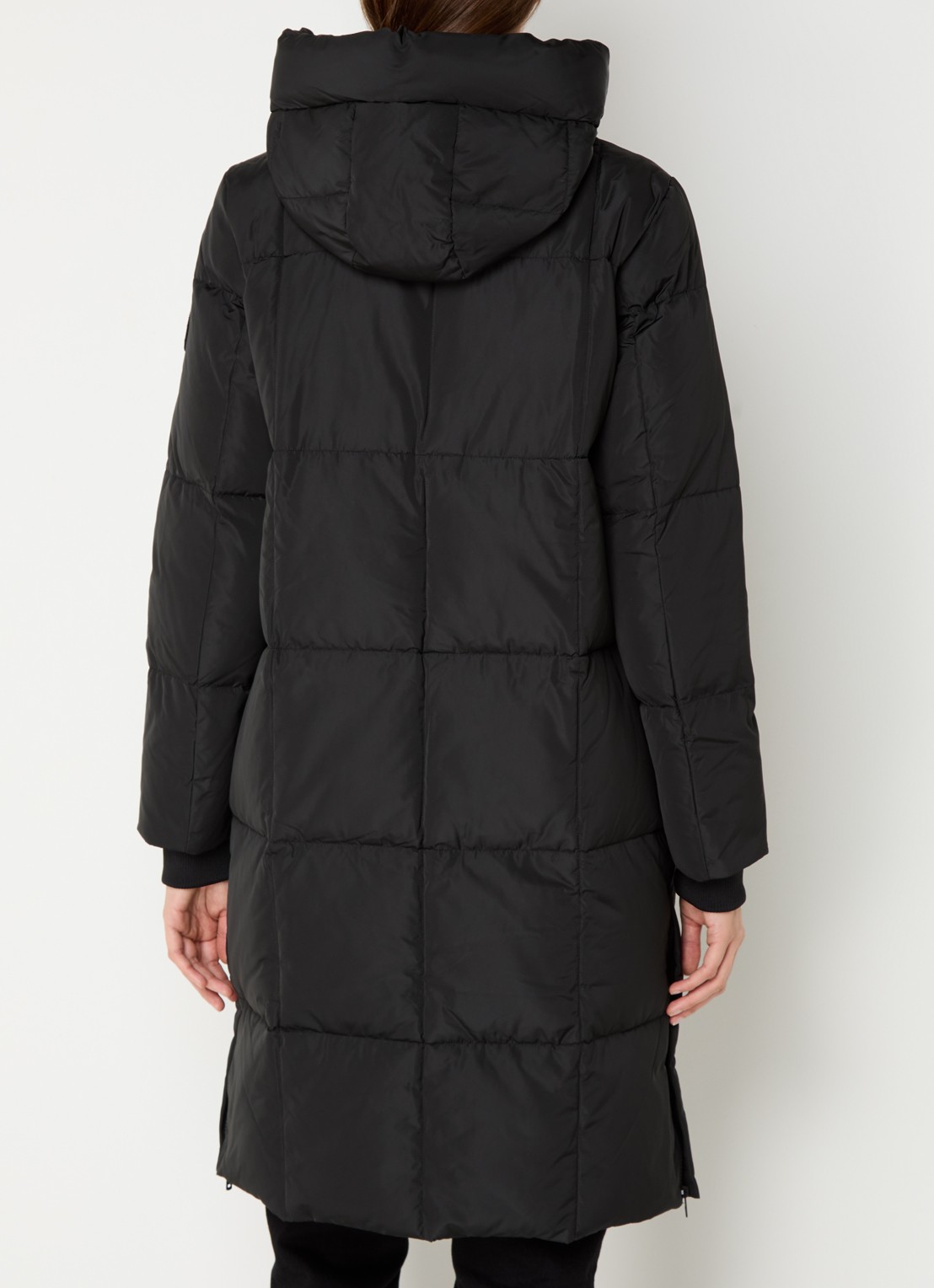 Mos Mosh MMNova longline puffer jas met steekzakken - achterkant 4 diepzwart