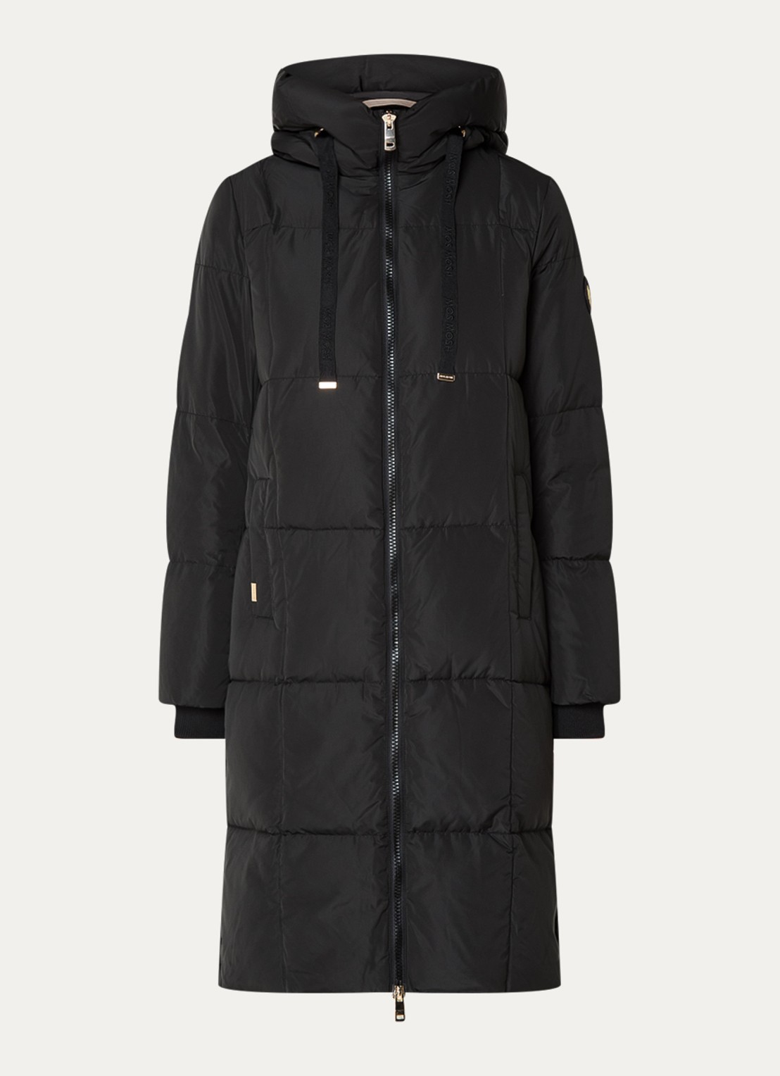 Mos Mosh MMNova longline puffer jas met steekzakken - voorkant 2 diepzwart