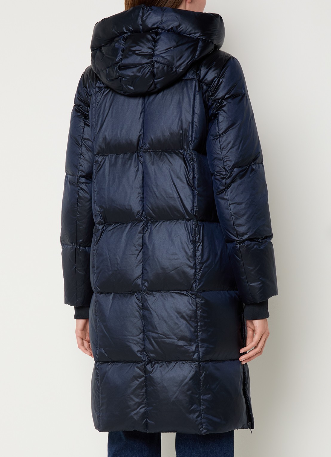 Mos Mosh MMNova longline puffer jas met steekzakken - achterkant 4 donkerblauw