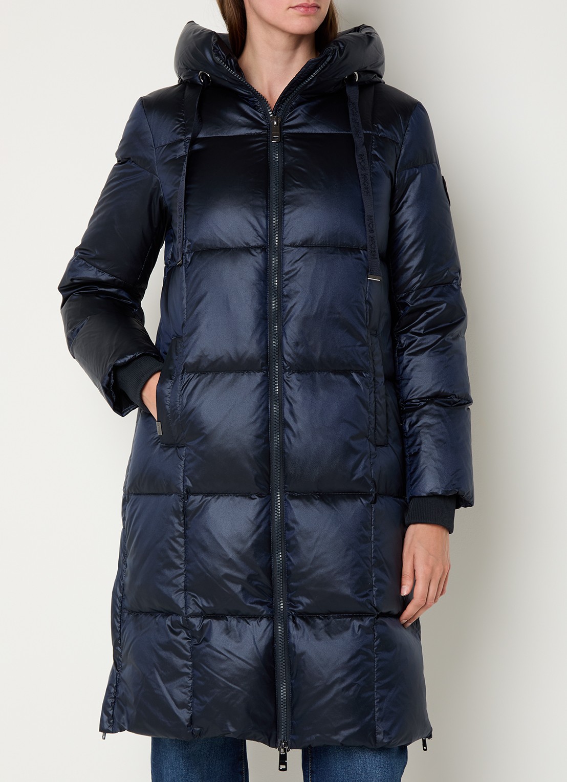 Mos Mosh MMNova longline puffer jas met steekzakken - detail 3 donkerblauw