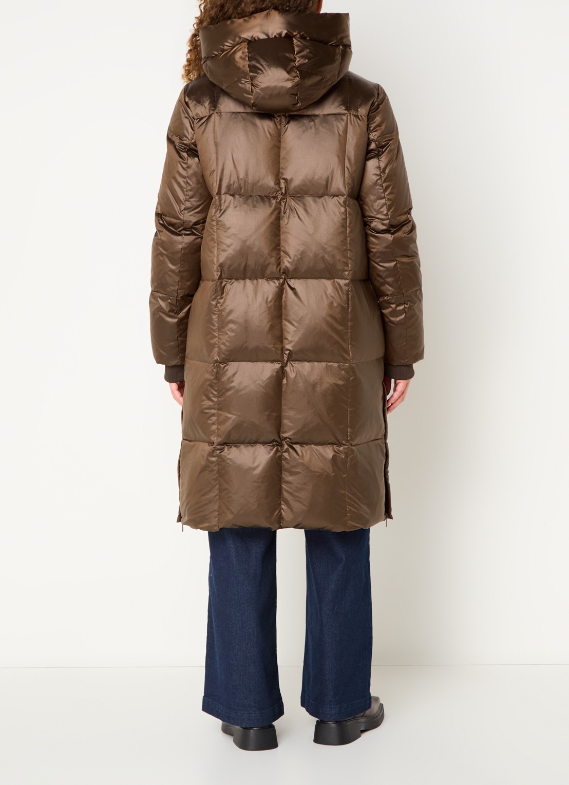 Mos Mosh MMNova longline puffer jas met steekzakken - achterkant 3 bruin