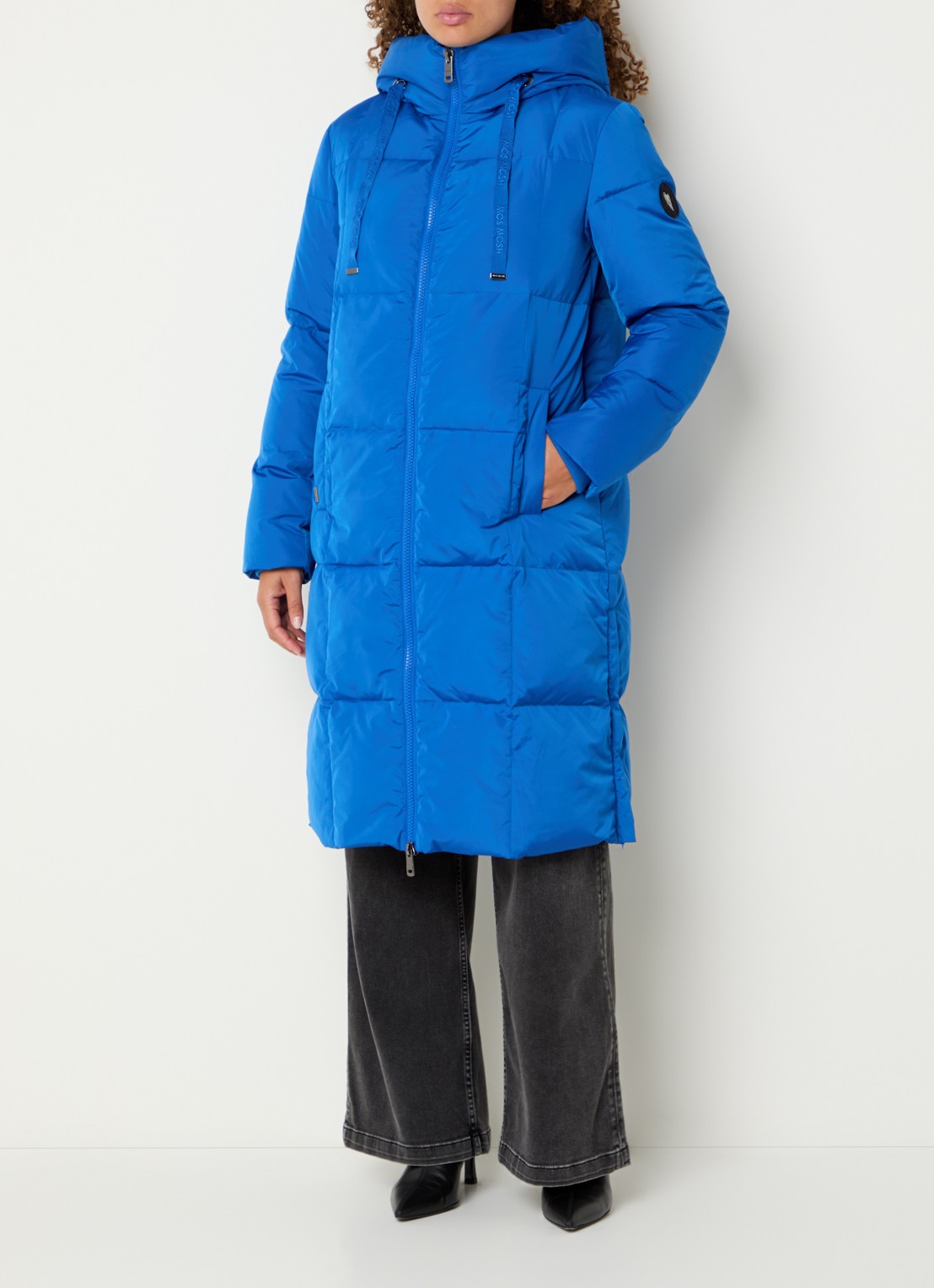 Mos Mosh MMNova longline puffer jas met steekzakken - detail 3 kobaltblauw