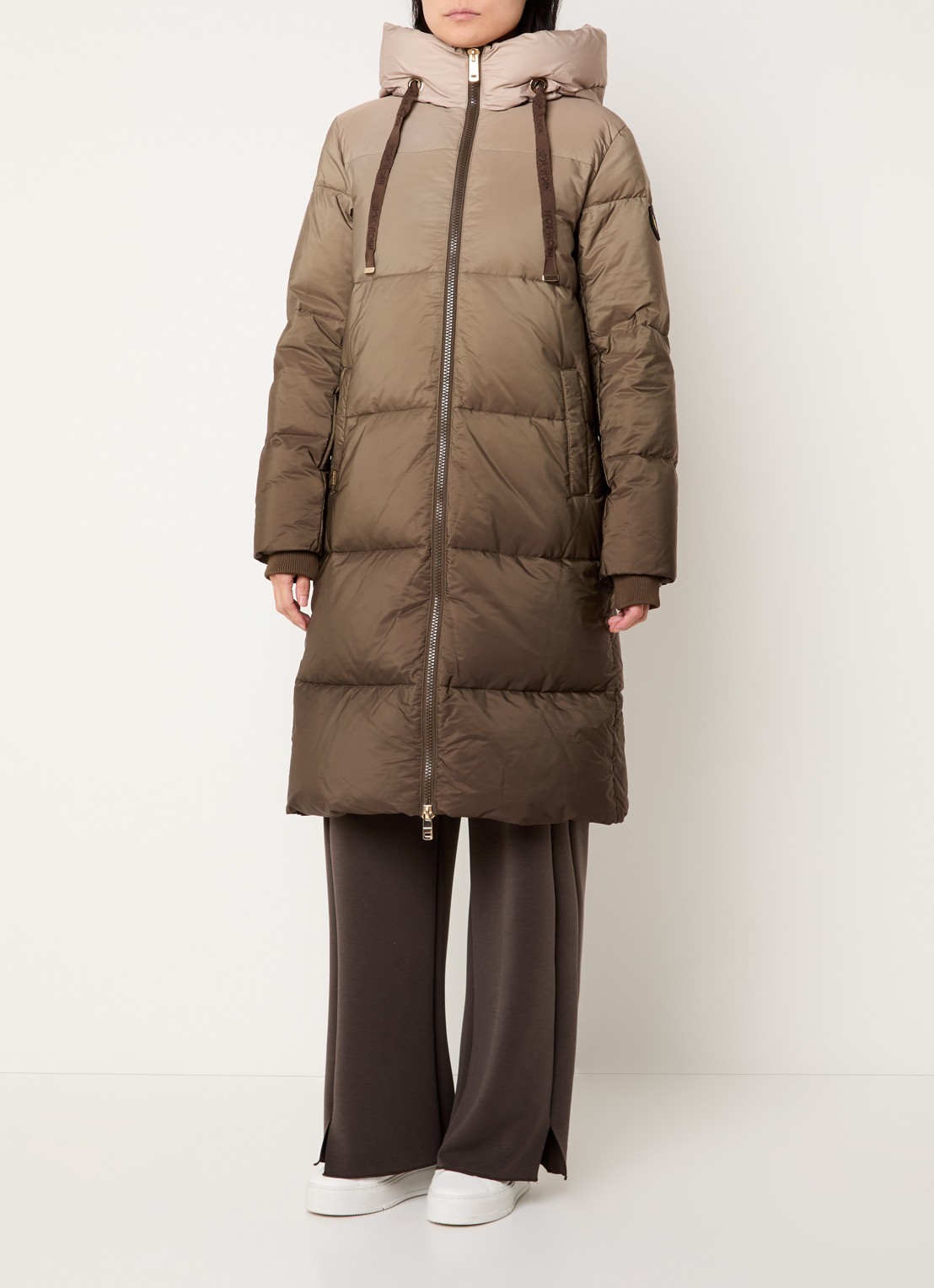 Mos Mosh MMNova puffer jas van donsvulling met capuchon en dip-dye dessin - detail 2 beige