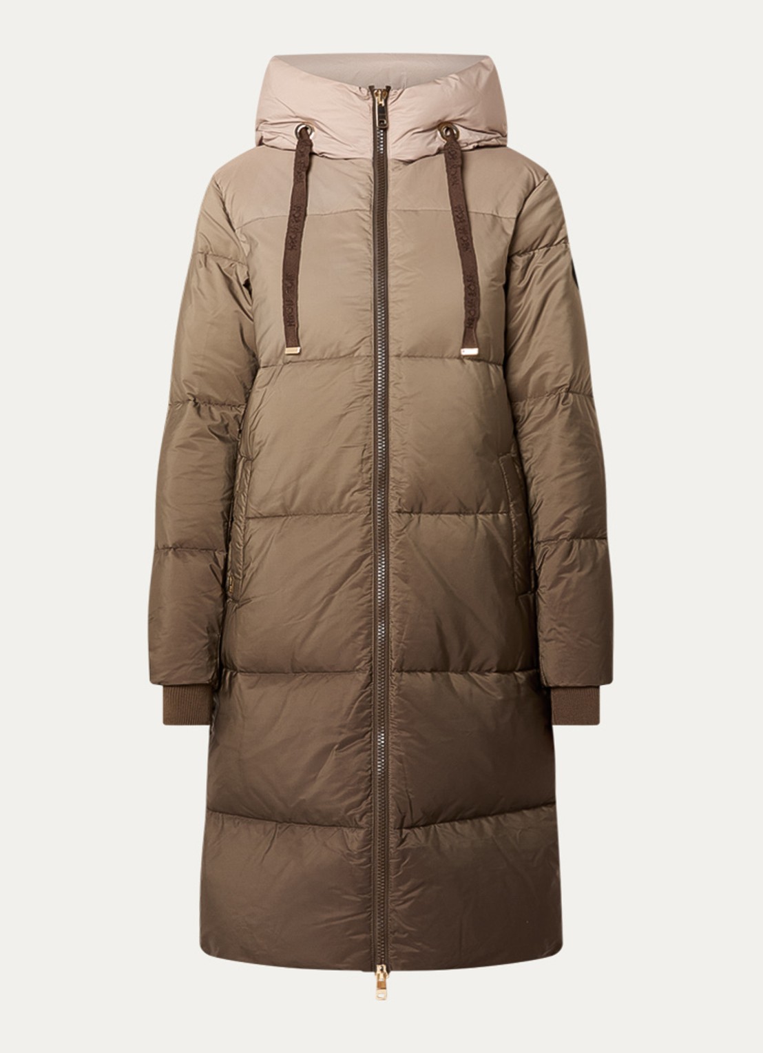 Mos Mosh MMNova puffer jas van donsvulling met capuchon en dip-dye dessin - voorkant 3 beige