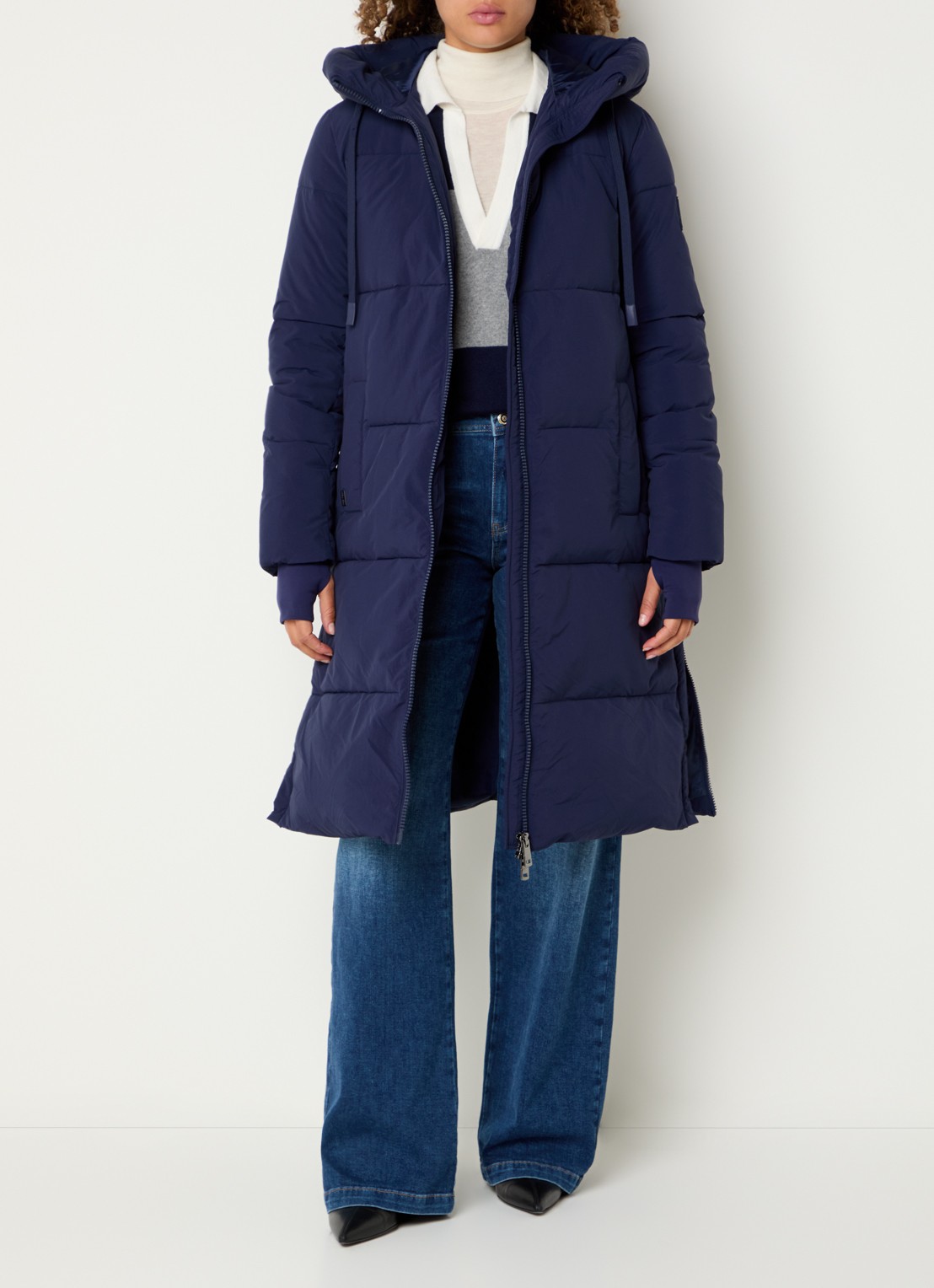 Mos Mosh MMNova Terma puffer jas met capuchon - voorkant 2 donkerblauw