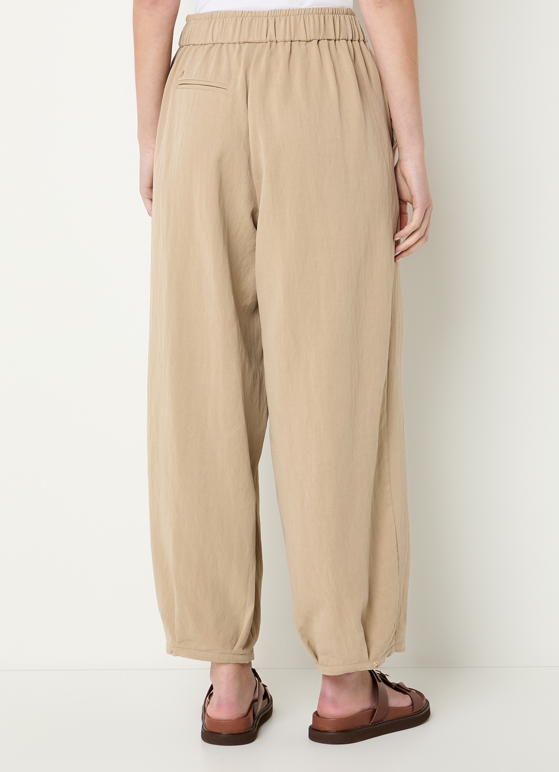 Mos Mosh MMNuello mid waist balloon fit broek met steekzakken - achterkant 3 zand