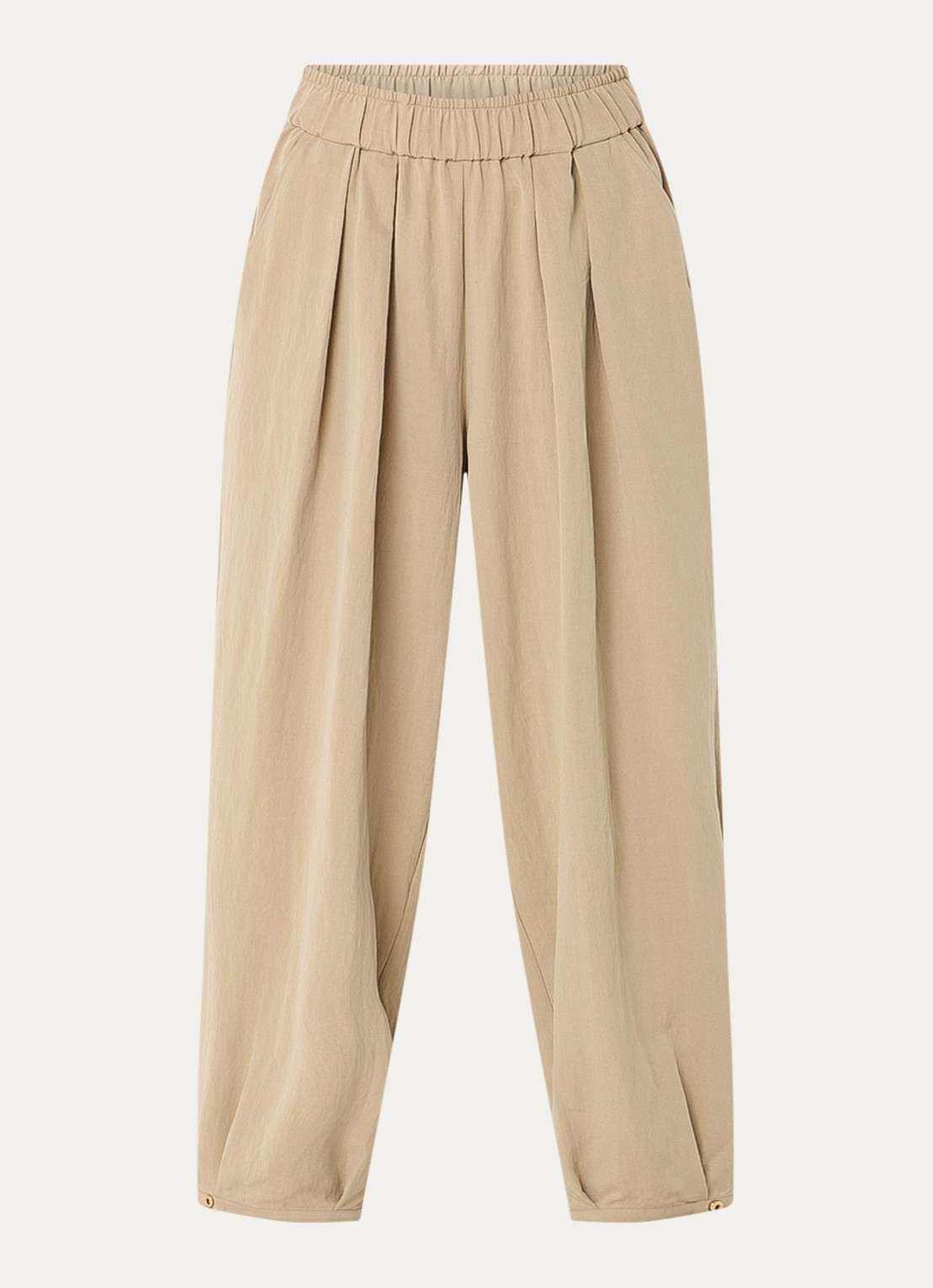 Mos Mosh MMNuello mid waist balloon fit broek met steekzakken - voorkant zand