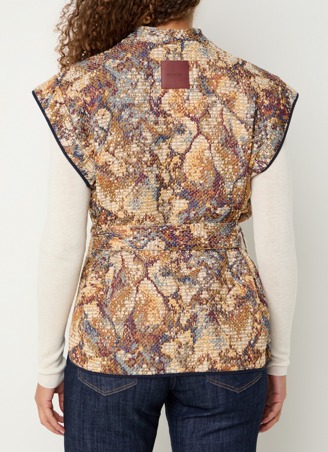 Mos Mosh MMOz gilet met strikceintuur - achterkant 3 beige