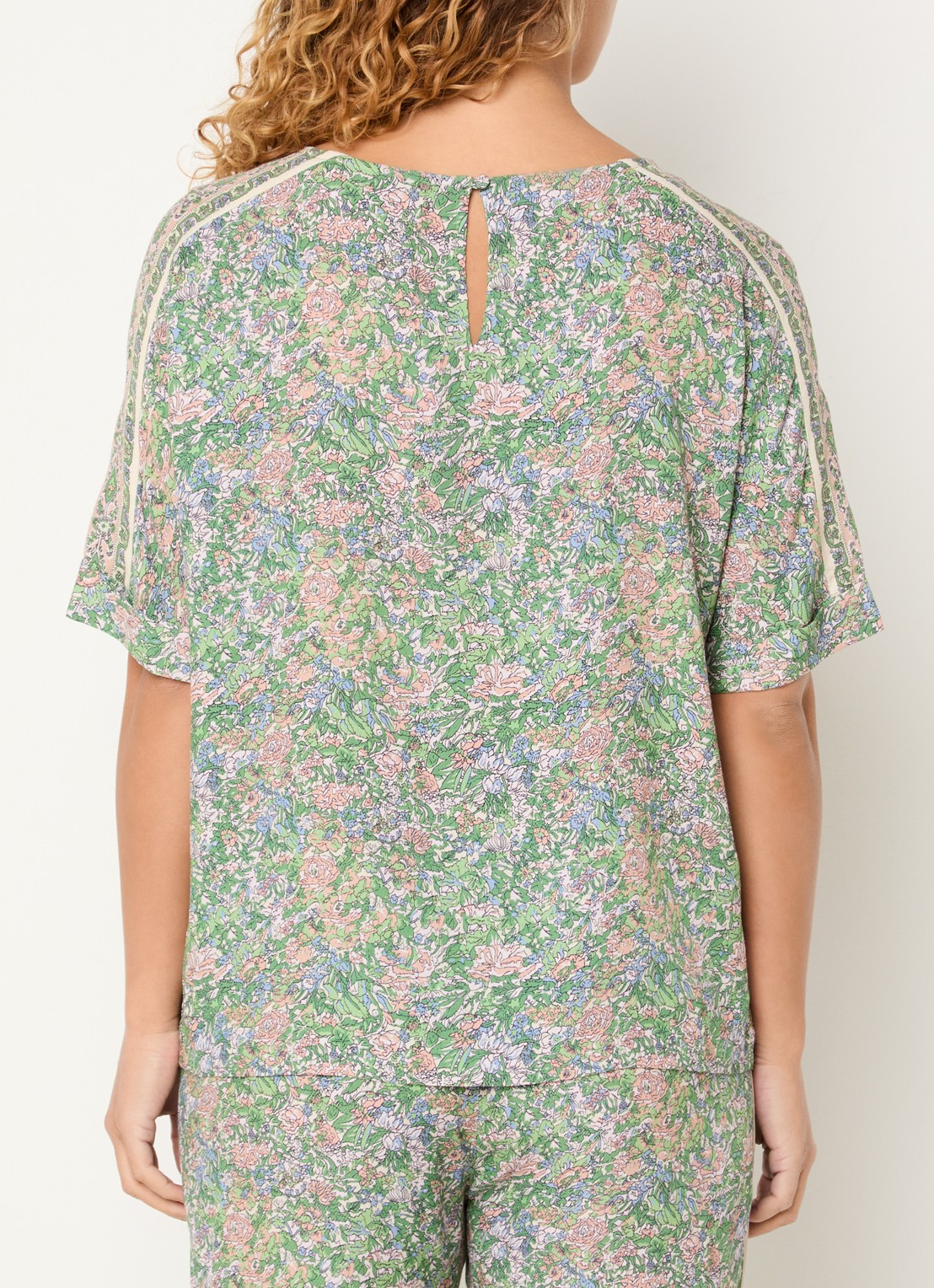 Mos Mosh MMPalma top met bloemenprint - achterkant groen