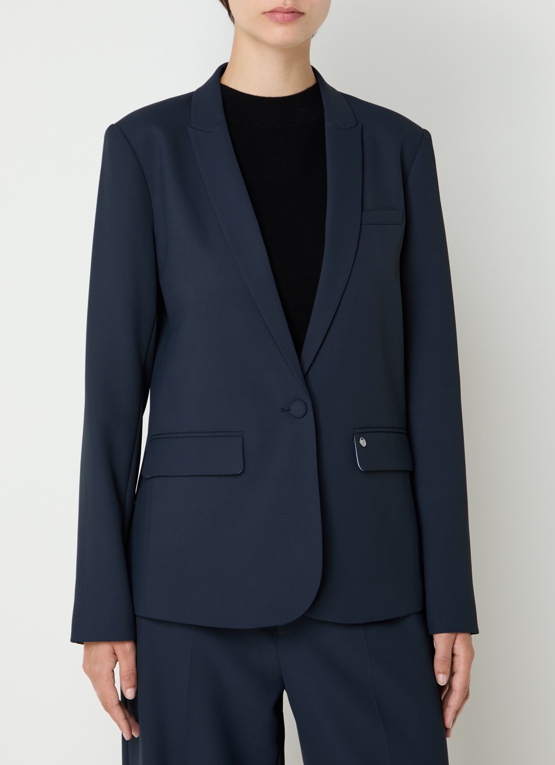 Mos Mosh MMPhoebe Miley blazer met klepzakken en schoudervulling - detail 4 donkerblauw