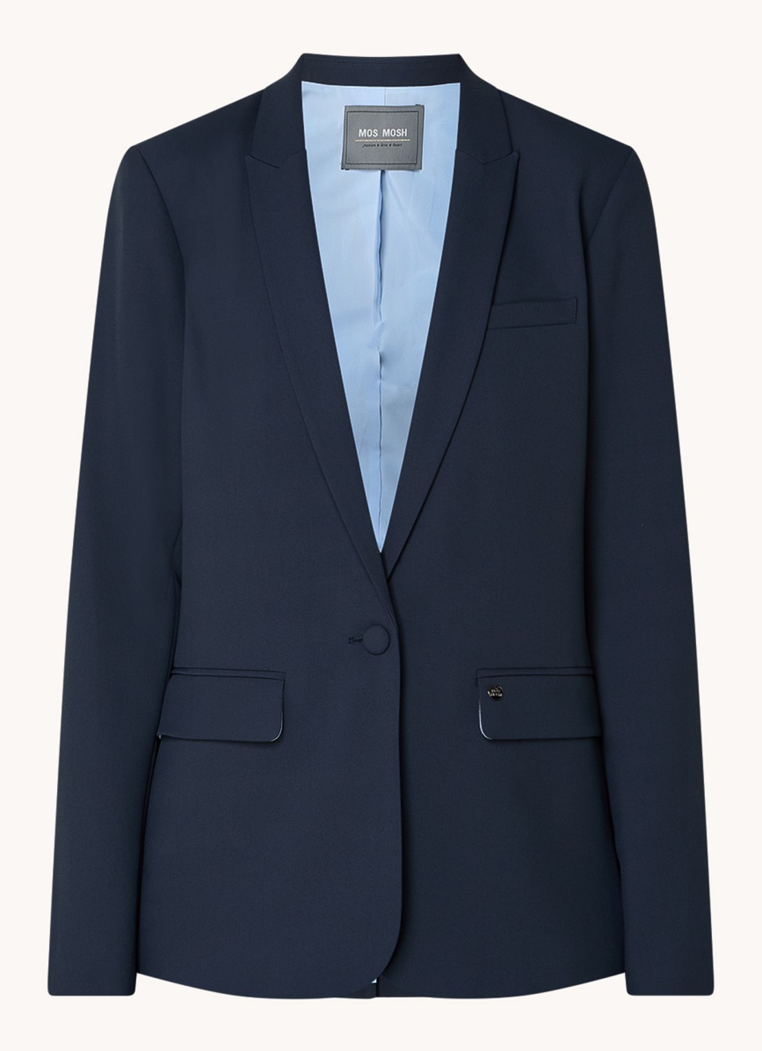 Mos Mosh MMPhoebe Miley blazer met klepzakken en schoudervulling - voorkant 2 donkerblauw