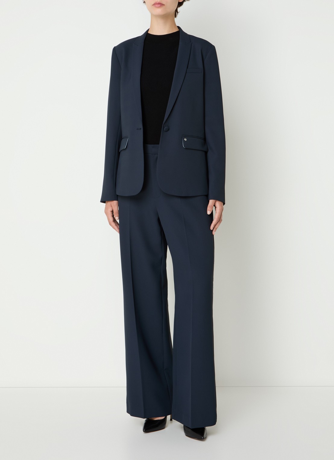 Mos Mosh MMPhoebe Miley blazer met klepzakken en schoudervulling - voorkant 3 donkerblauw