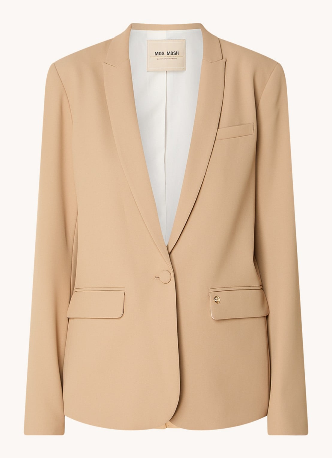 Mos Mosh MMPhoebe Miley blazer met klepzakken en schoudervulling - voorkant 2 camel