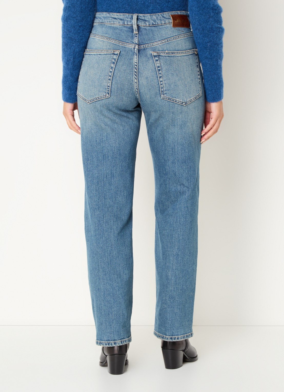 Mos Mosh MMRachel Galleon high waist tapered fit jeans met medium wassing - achterkant 5 indigo