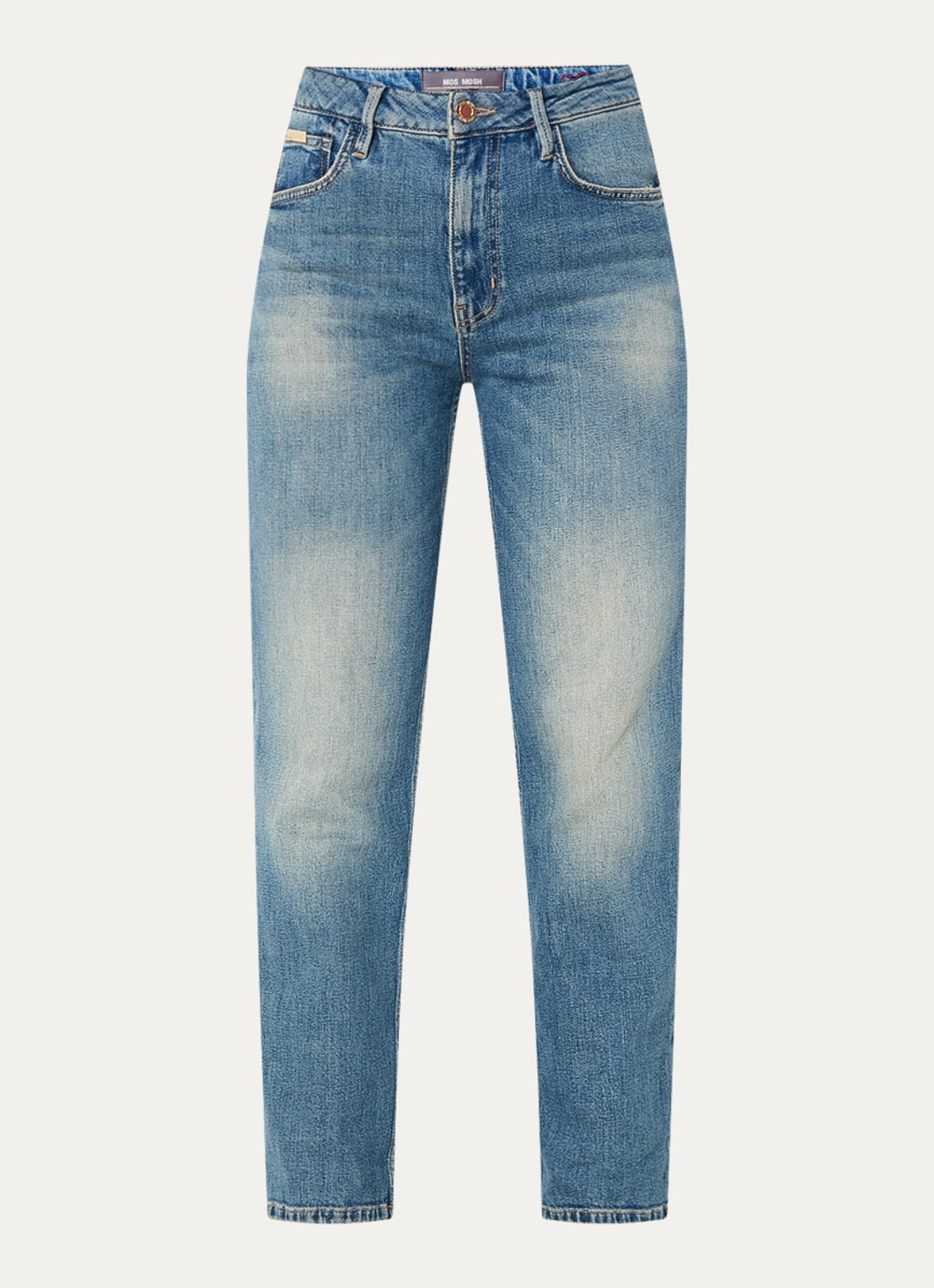 Mos Mosh MMRachel Galleon high waist tapered fit jeans met medium wassing - voorkant 3 indigo