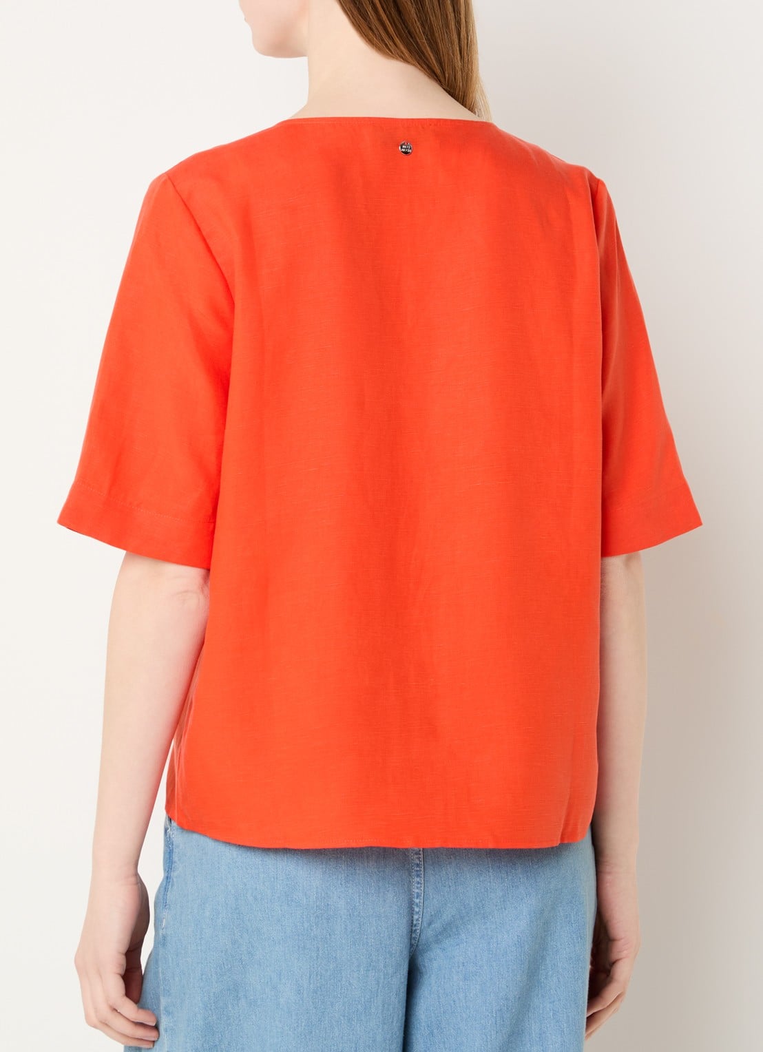 Mos Mosh MMRaina top in linnenblend met V-hals - achterkant 3 rood