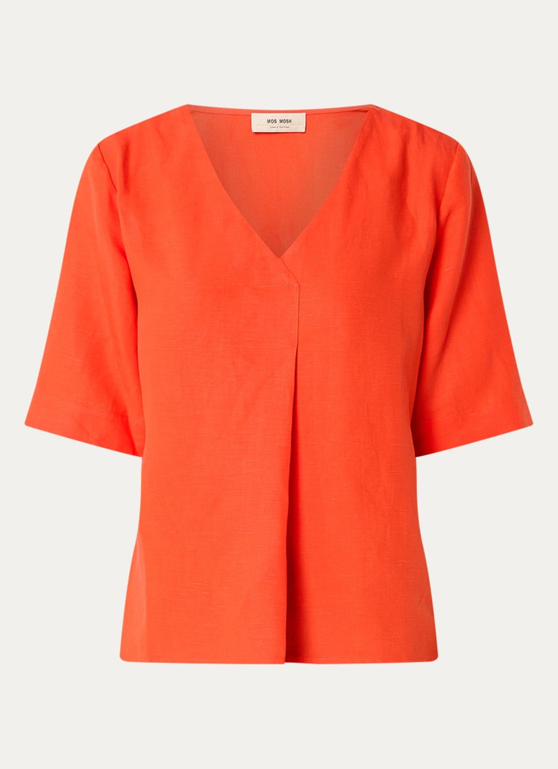 Mos Mosh MMRaina top in linnenblend met V-hals - voorkant rood