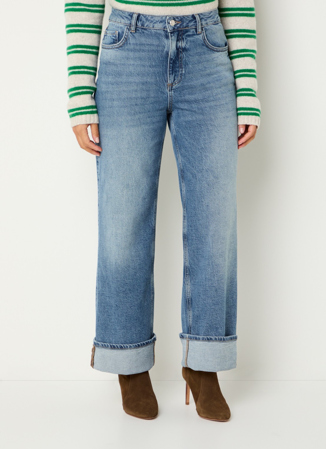 Mos Mosh MMRelee Mai high waist loose fit jeans met medium wassing - detail 2 indigo