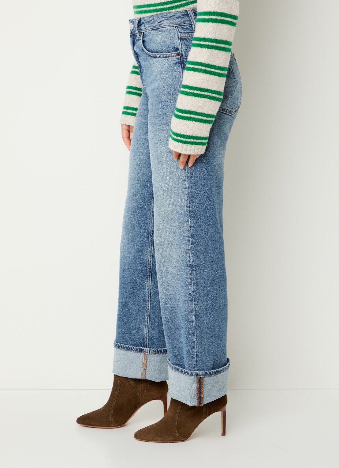 Mos Mosh MMRelee Mai high waist loose fit jeans met medium wassing - detail 3 indigo